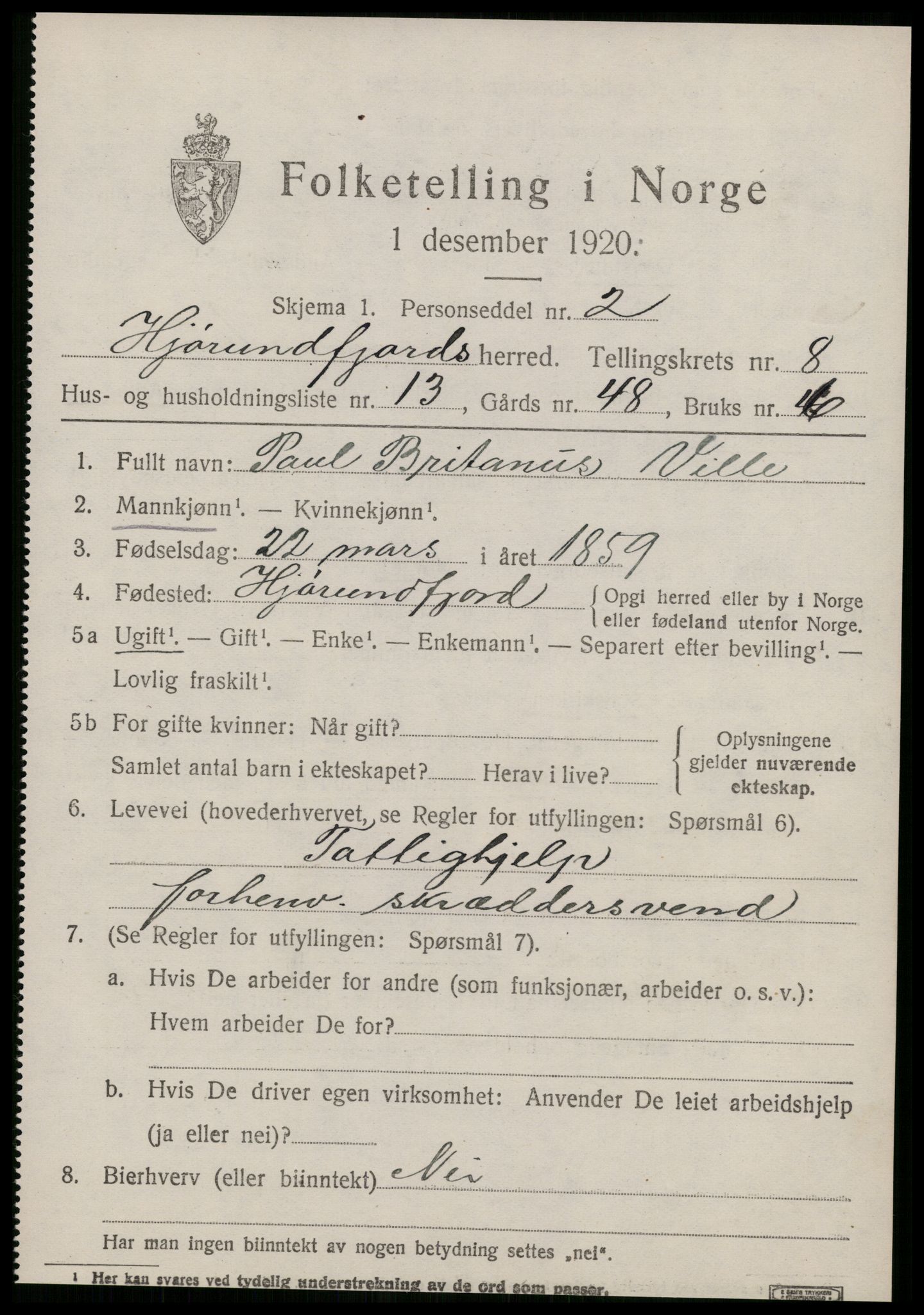 SAT, 1920 census for Hjørundfjord, 1920, p. 3023