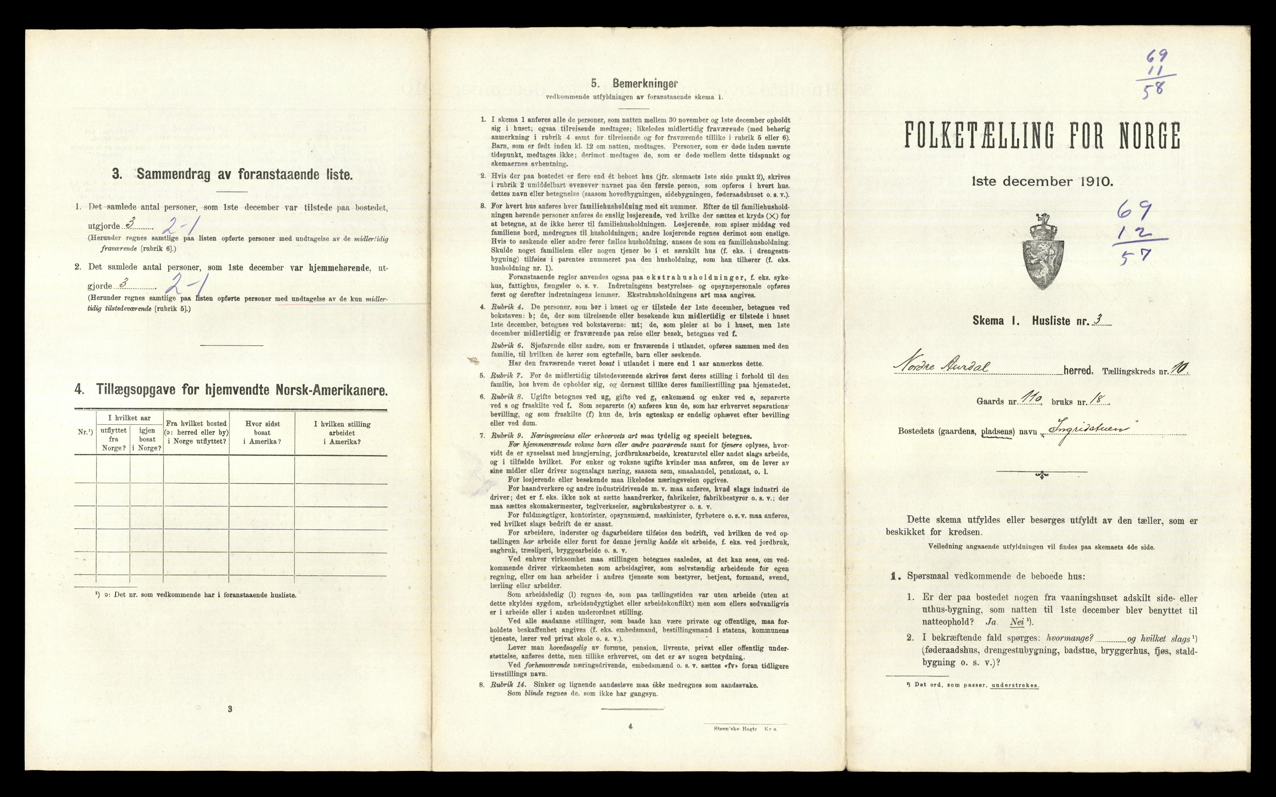 RA, 1910 census for Nord-Aurdal, 1910, p. 1475