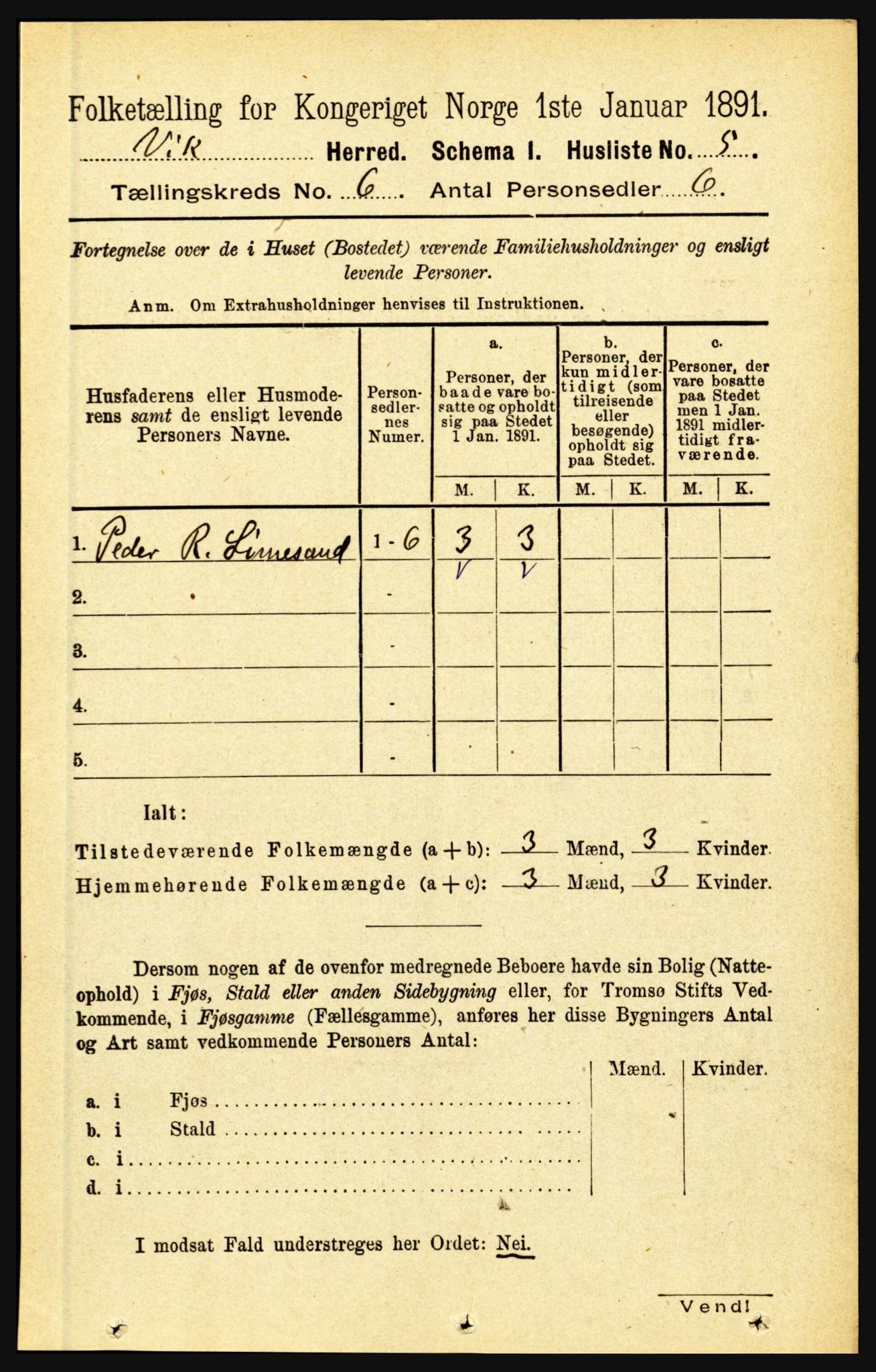 RA, 1891 census for 1417 Vik, 1891, p. 2759