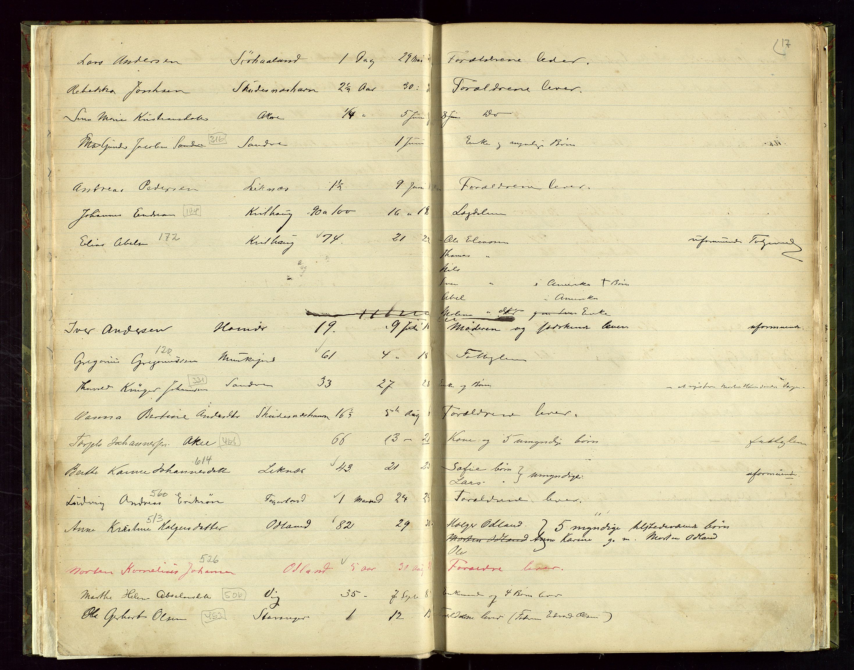 Skudenes lensmannskontor, AV/SAST-A-100444/Gga/L0001: "Dødsliste", 1884-1899, p. 17
