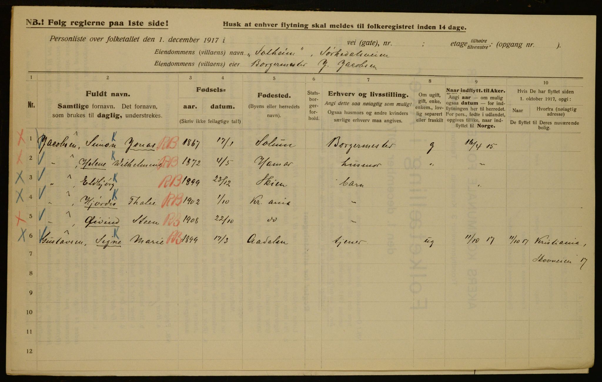 OBA, Municipal Census 1917 for Aker, 1917, p. 81