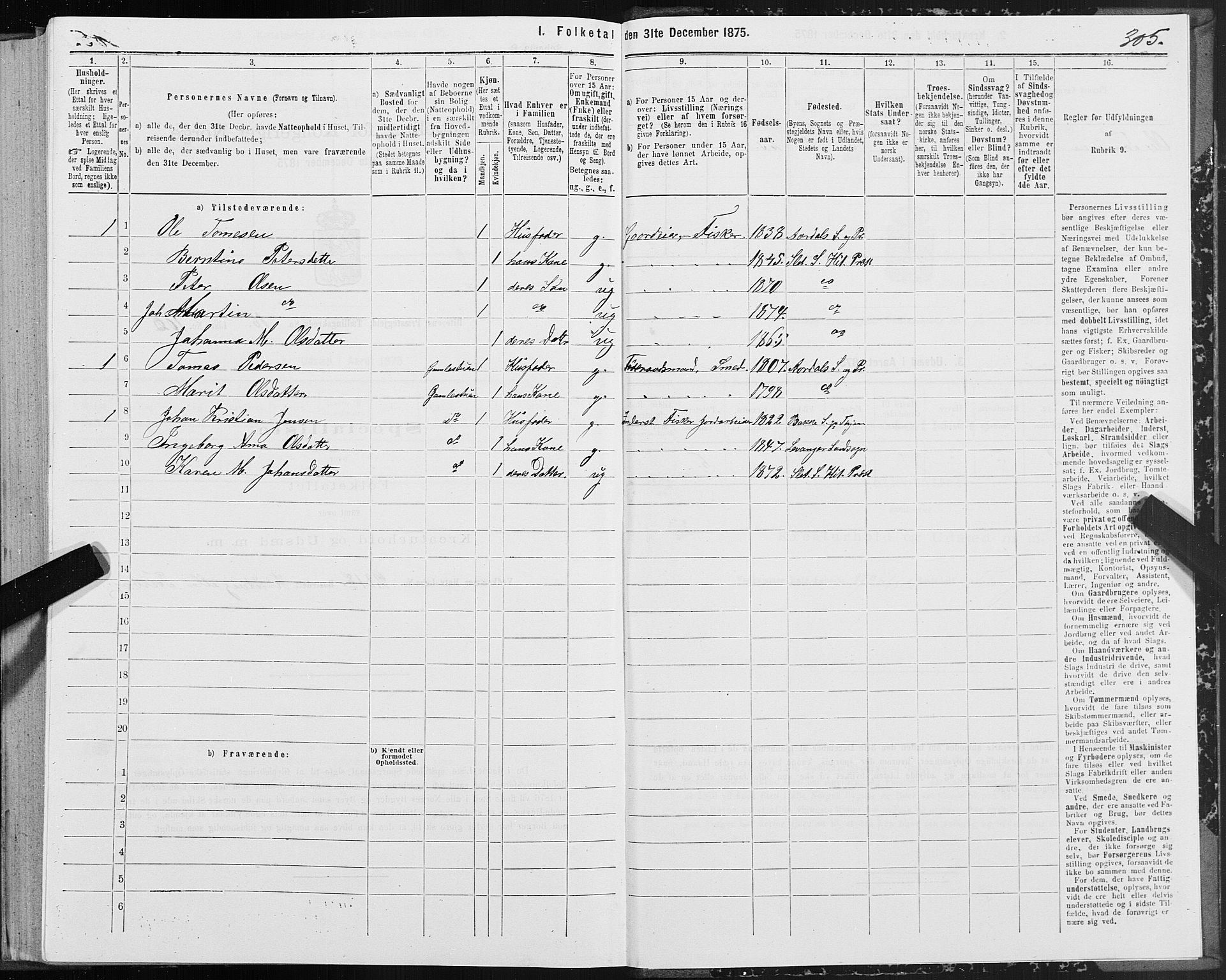 SAT, 1875 census for 1617P Hitra, 1875, p. 8305