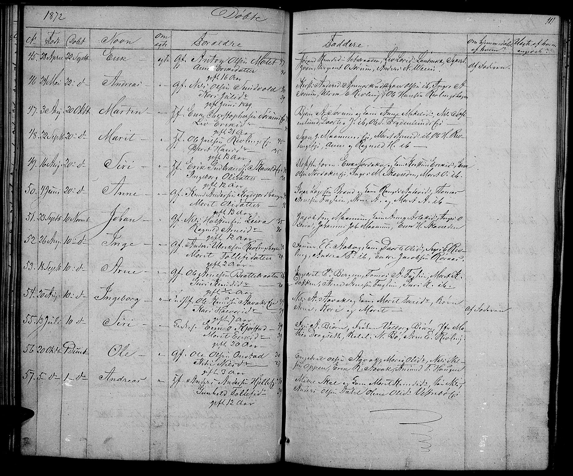 Nord-Aurdal prestekontor, SAH/PREST-132/H/Ha/Hab/L0002: Parish register (copy) no. 2, 1842-1877, p. 111