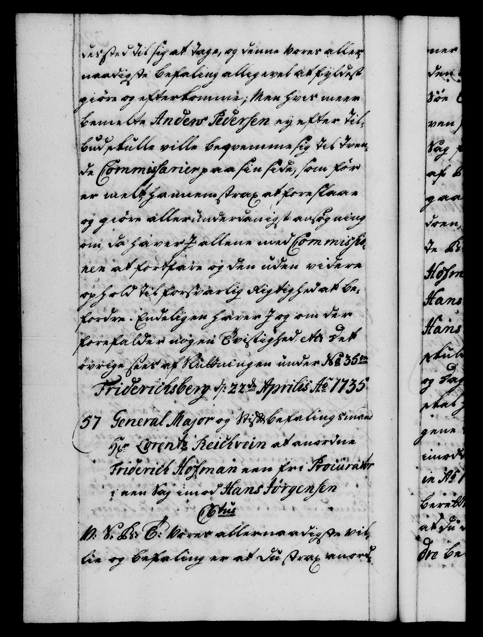 Danske Kanselli 1572-1799, AV/RA-EA-3023/F/Fc/Fca/Fcab/L0026: Norske tegnelser, 1734-1735, p. 329b