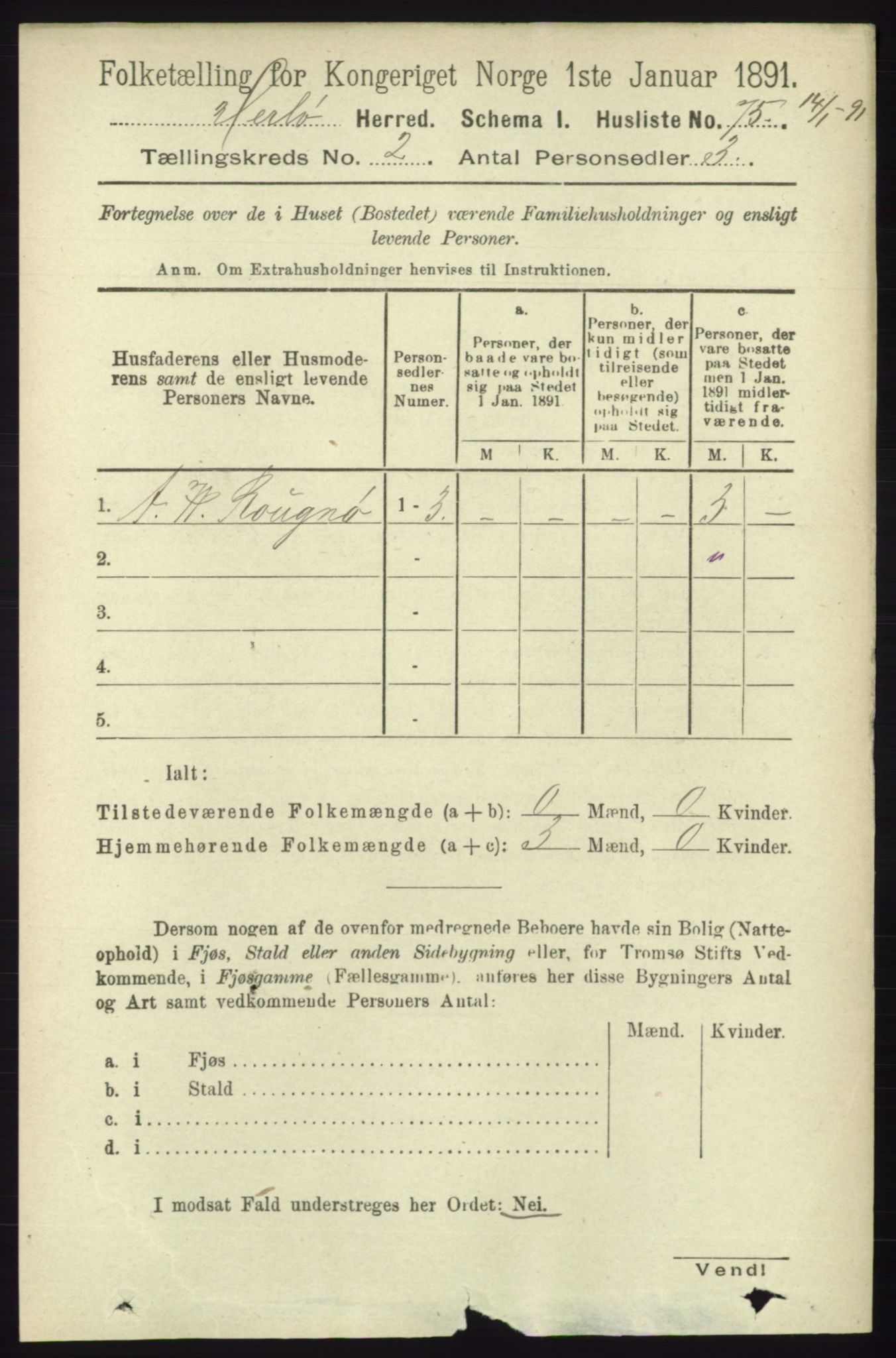 RA, 1891 census for 1258 Herdla, 1891, p. 534