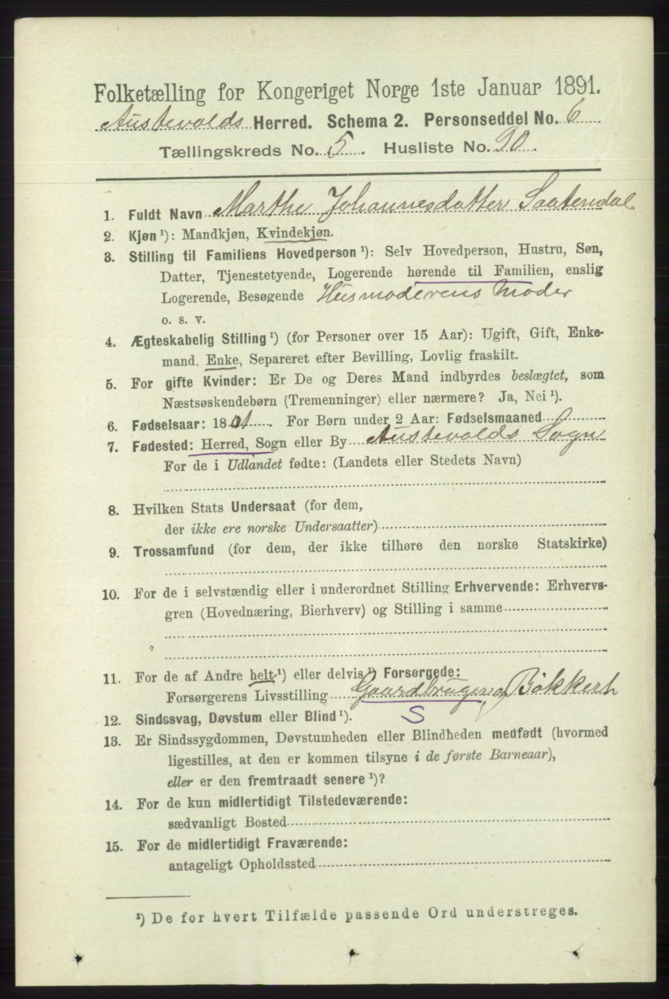 RA, 1891 census for 1244 Austevoll, 1891, p. 2508
