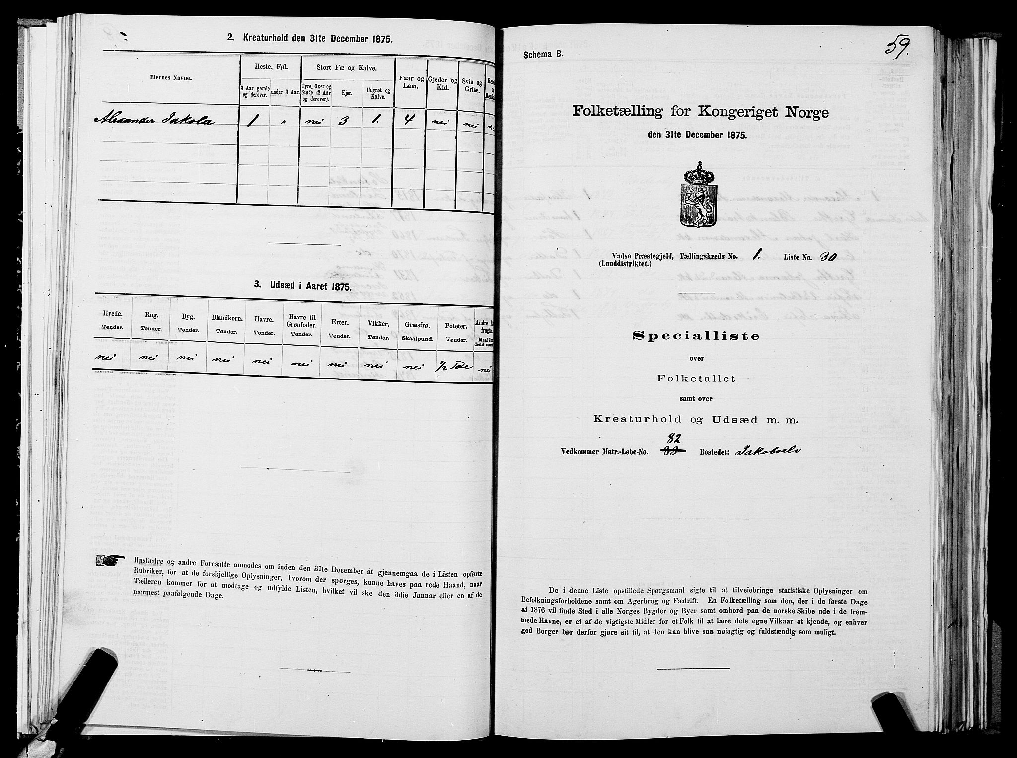 SATØ, 1875 census for 2029L Vadsø/Vadsø, 1875, p. 1059