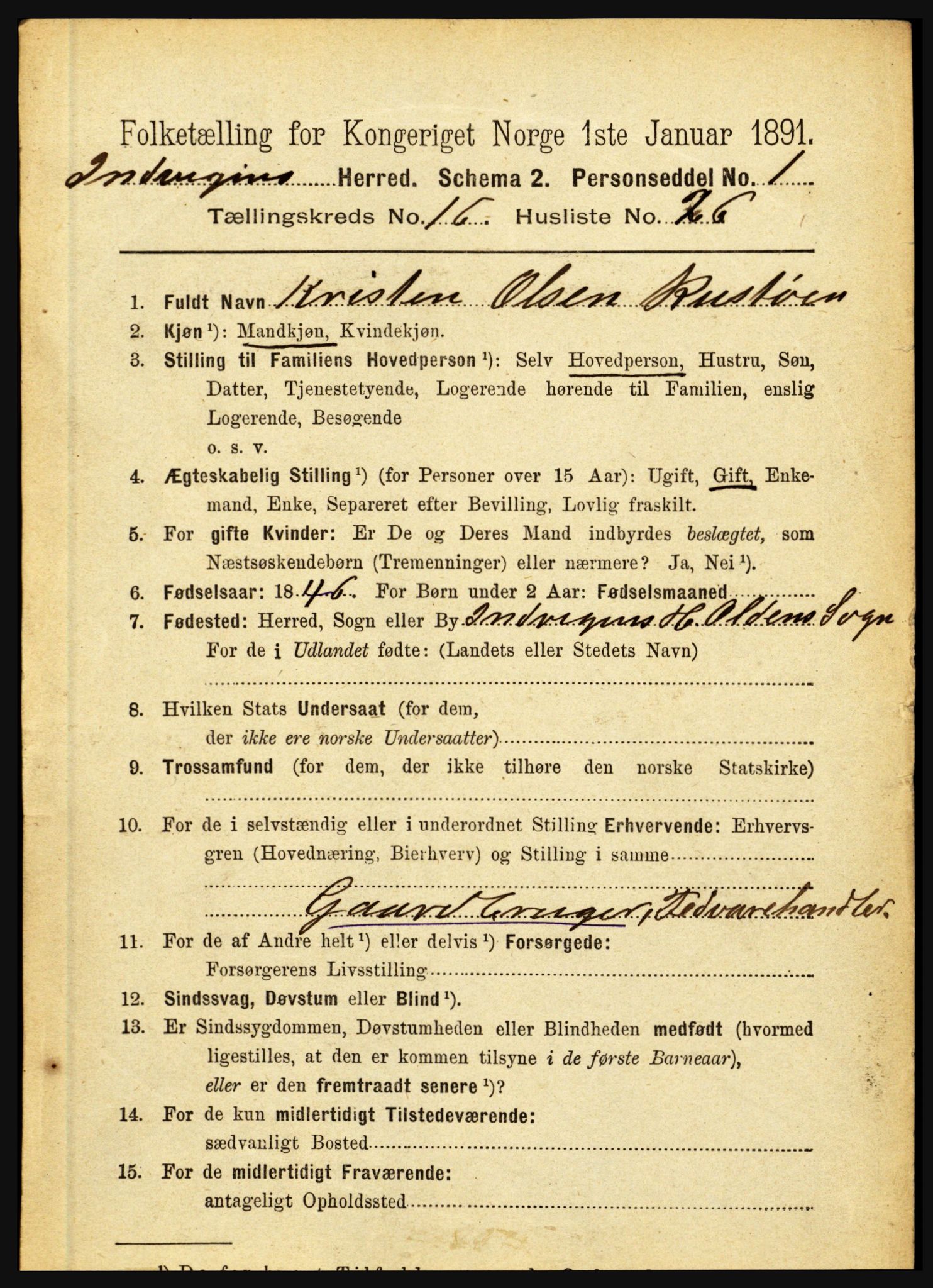 RA, 1891 census for 1447 Innvik, 1891, p. 3432