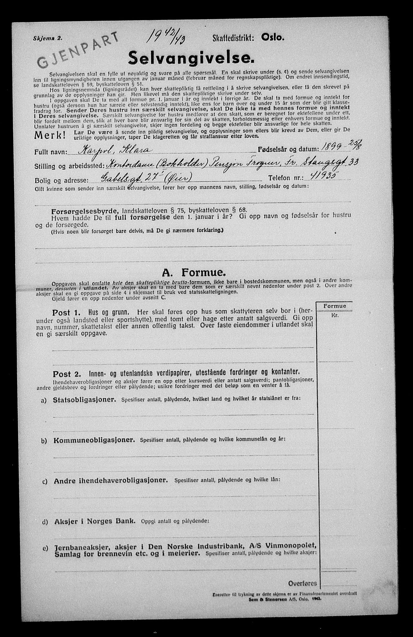 Justisdepartementet, Tilbakeføringskontoret for inndratte formuer, AV/RA-S-1564/H/Hc/Hcc/L0949: --, 1945-1947, p. 448