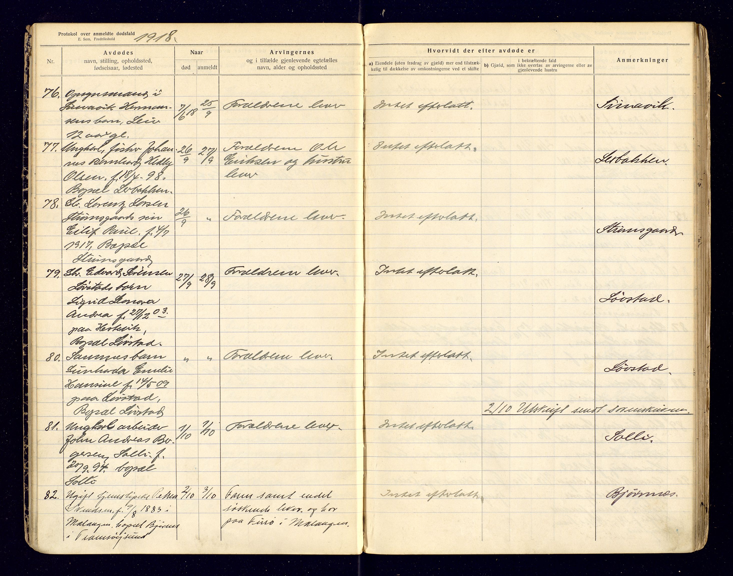 Tromsøysund lensmannskontor, AV/SATØ-SATØ-12/F/Fh/Fha/L0573: Dødsfallsprotokoller, 1918-1927