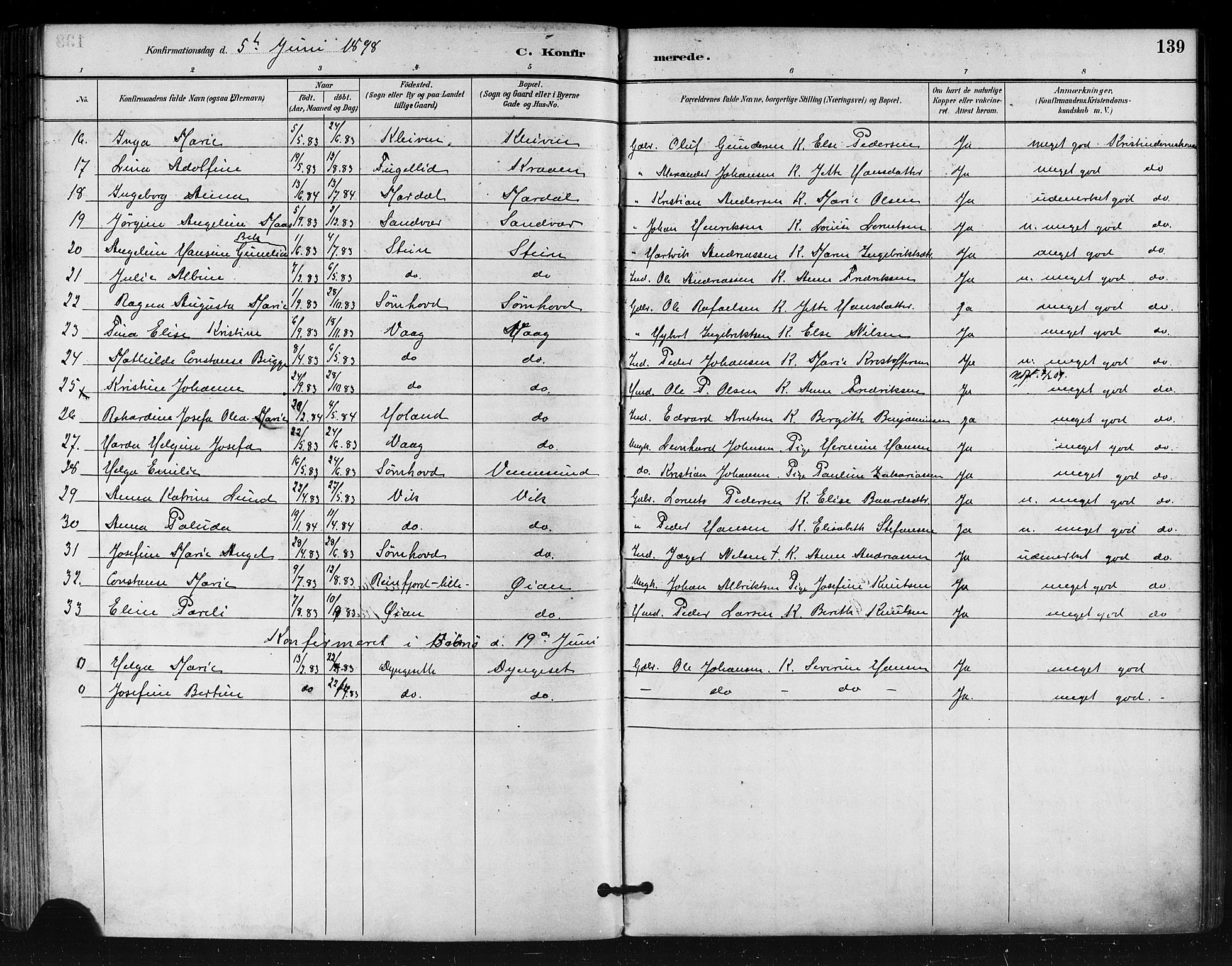 Ministerialprotokoller, klokkerbøker og fødselsregistre - Nordland, AV/SAT-A-1459/812/L0178: Parish register (official) no. 812A07, 1886-1900, p. 139