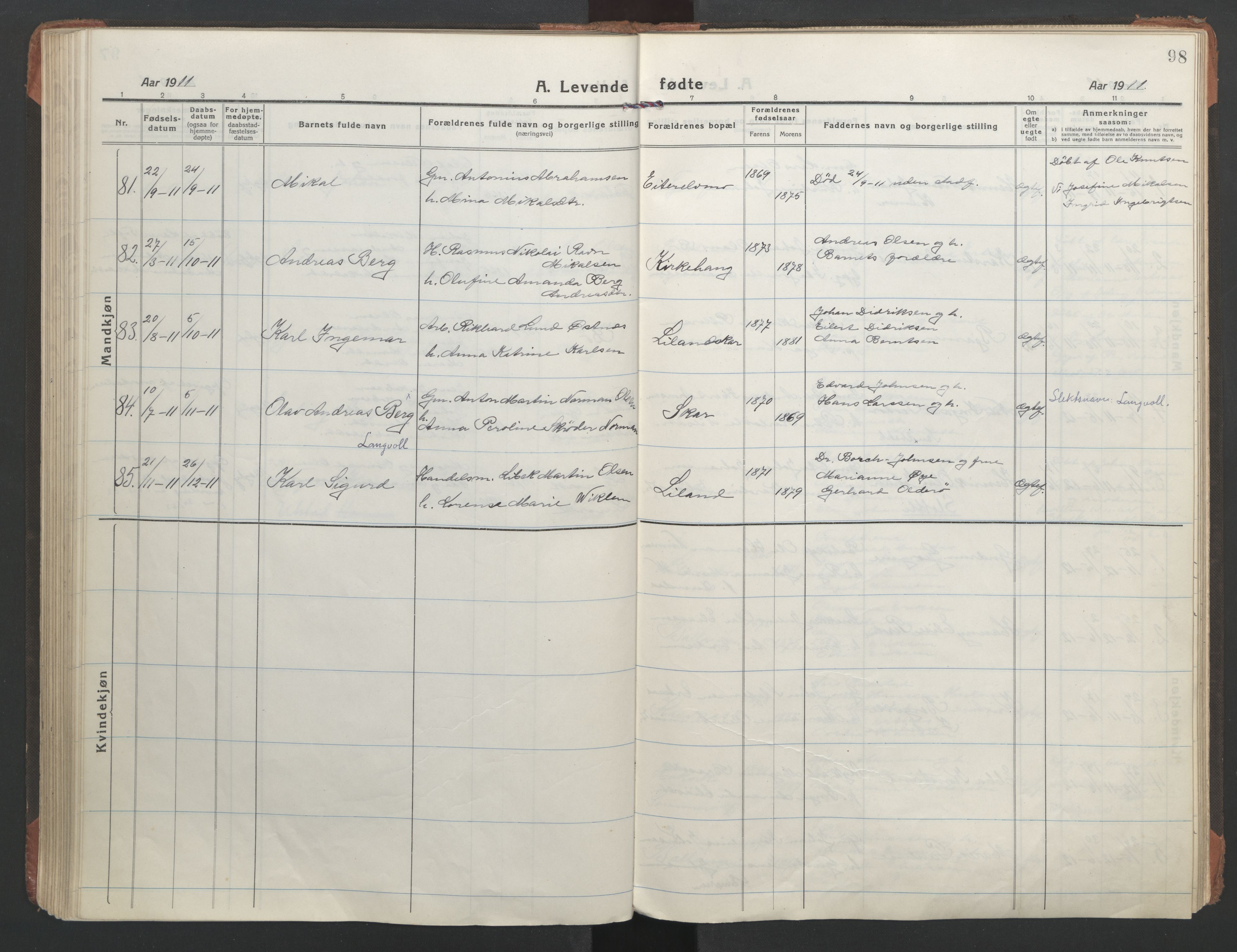 Ministerialprotokoller, klokkerbøker og fødselsregistre - Nordland, AV/SAT-A-1459/863/L0900: Parish register (official) no. 863A12, 1906-1915, p. 98