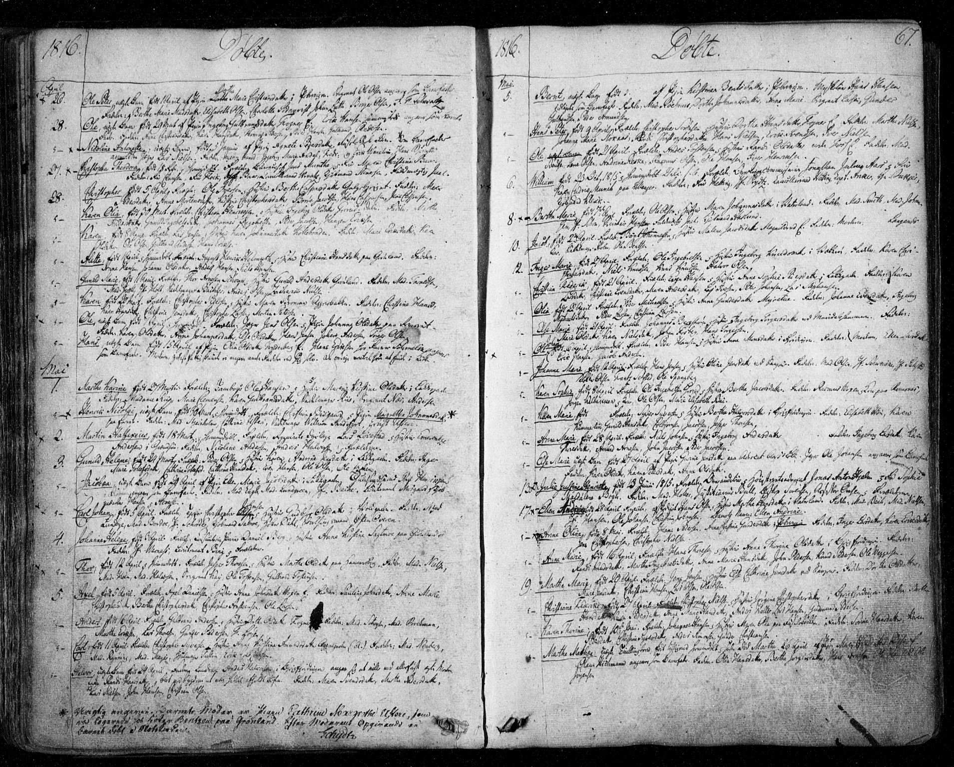 Aker prestekontor kirkebøker, SAO/A-10861/F/L0011: Parish register (official) no. 11, 1810-1819, p. 67