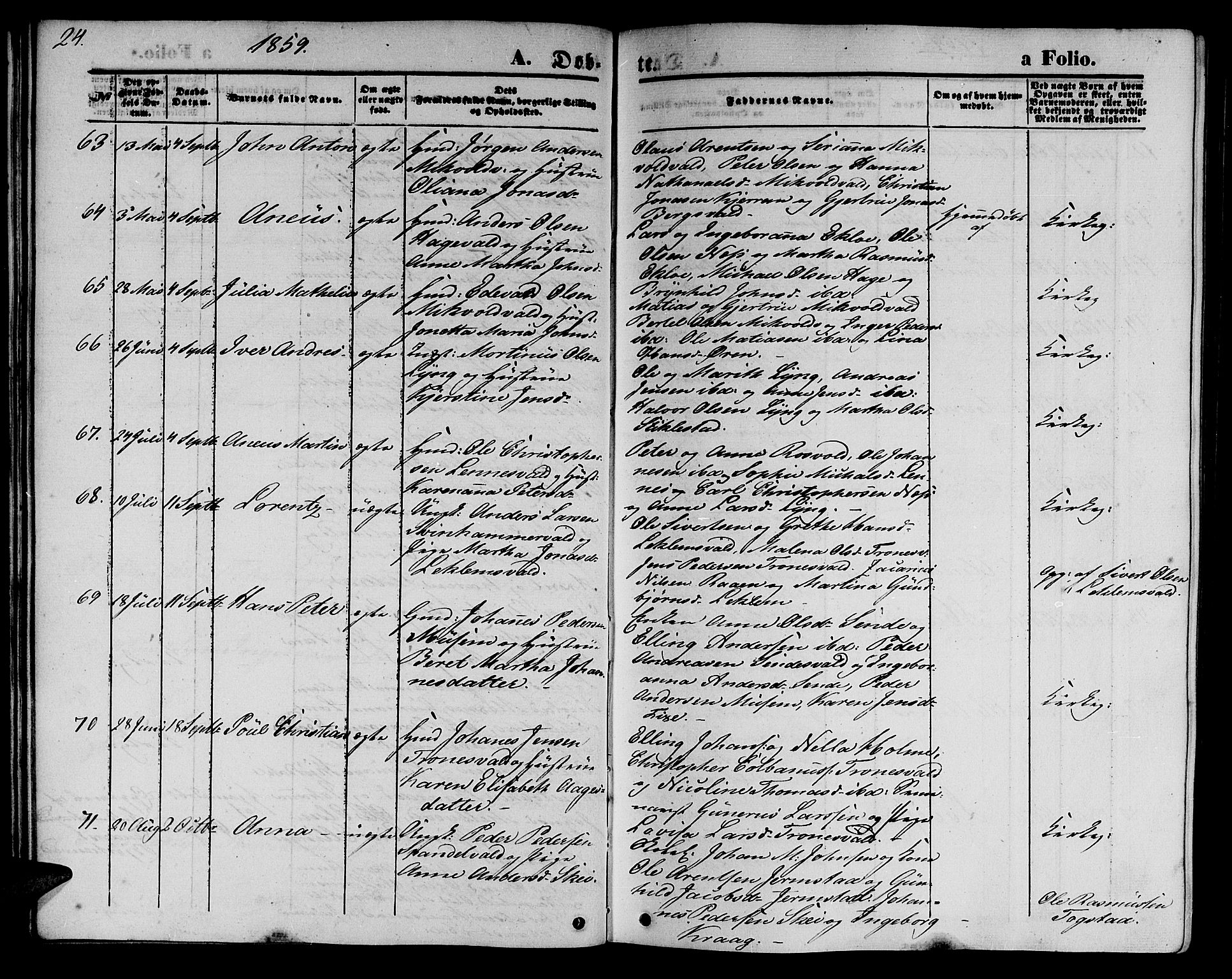 Ministerialprotokoller, klokkerbøker og fødselsregistre - Nord-Trøndelag, AV/SAT-A-1458/723/L0254: Parish register (copy) no. 723C02, 1858-1868, p. 24