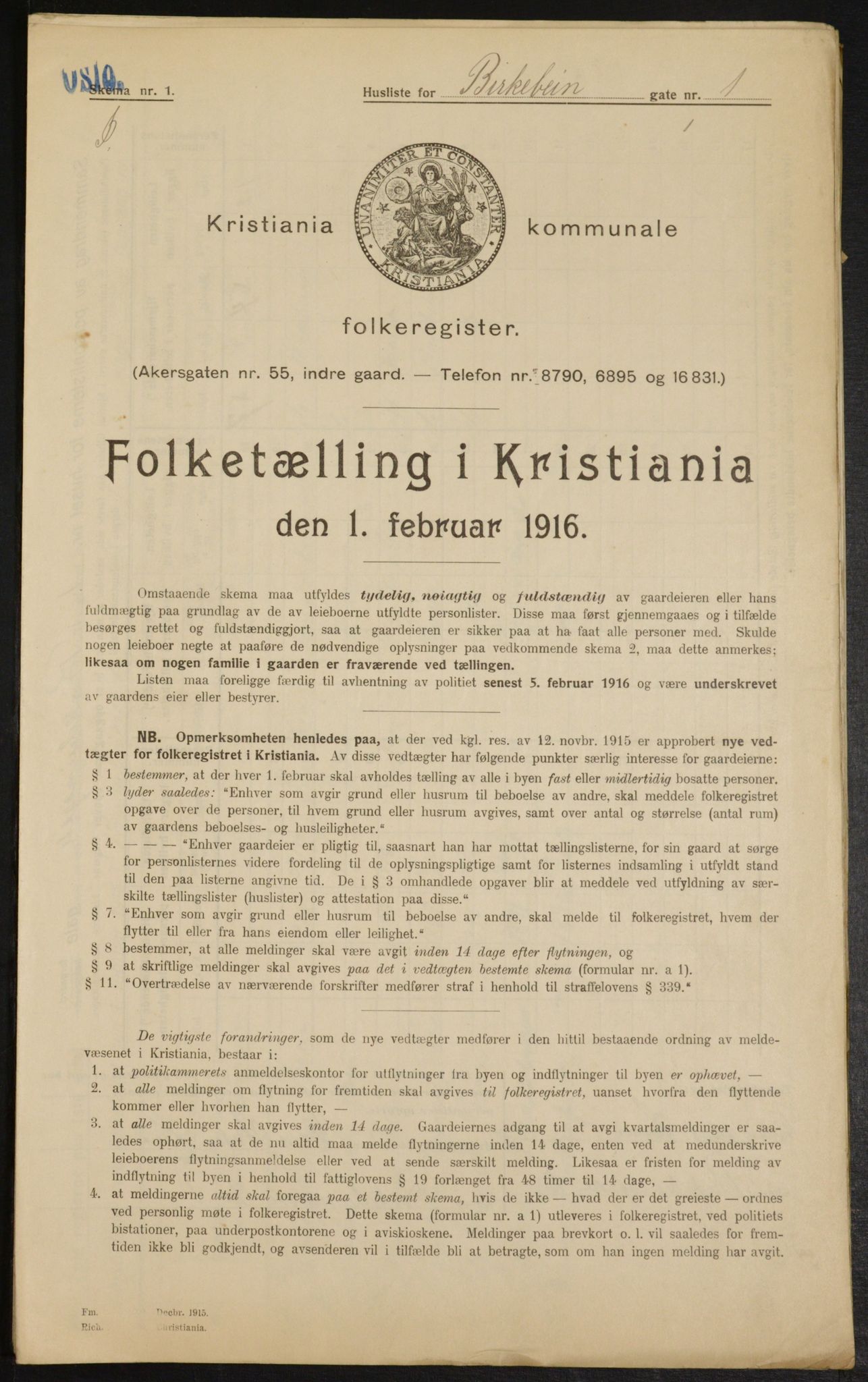 OBA, Municipal Census 1916 for Kristiania, 1916, p. 4982