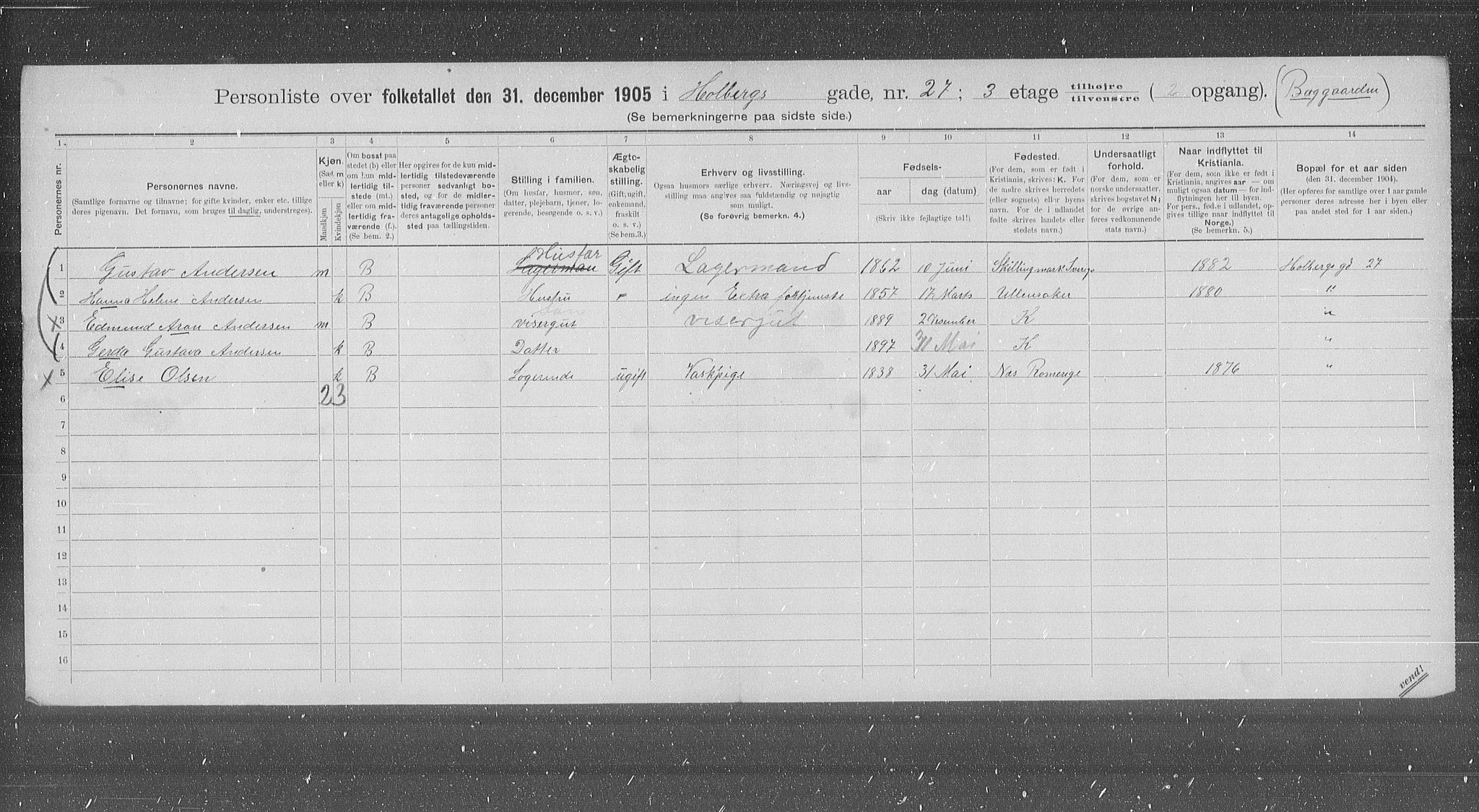 OBA, Municipal Census 1905 for Kristiania, 1905, p. 21053