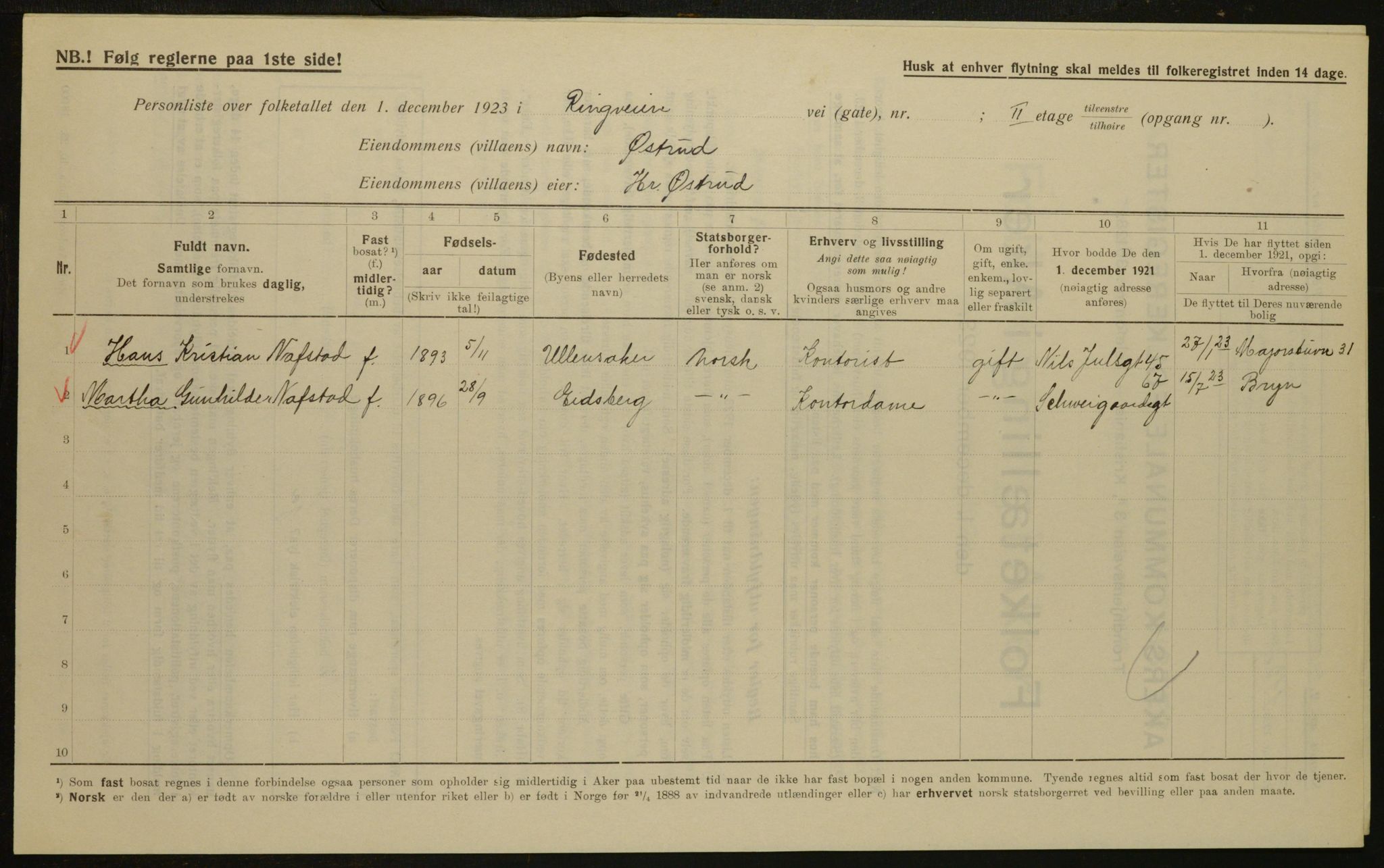 , Municipal Census 1923 for Aker, 1923, p. 29676