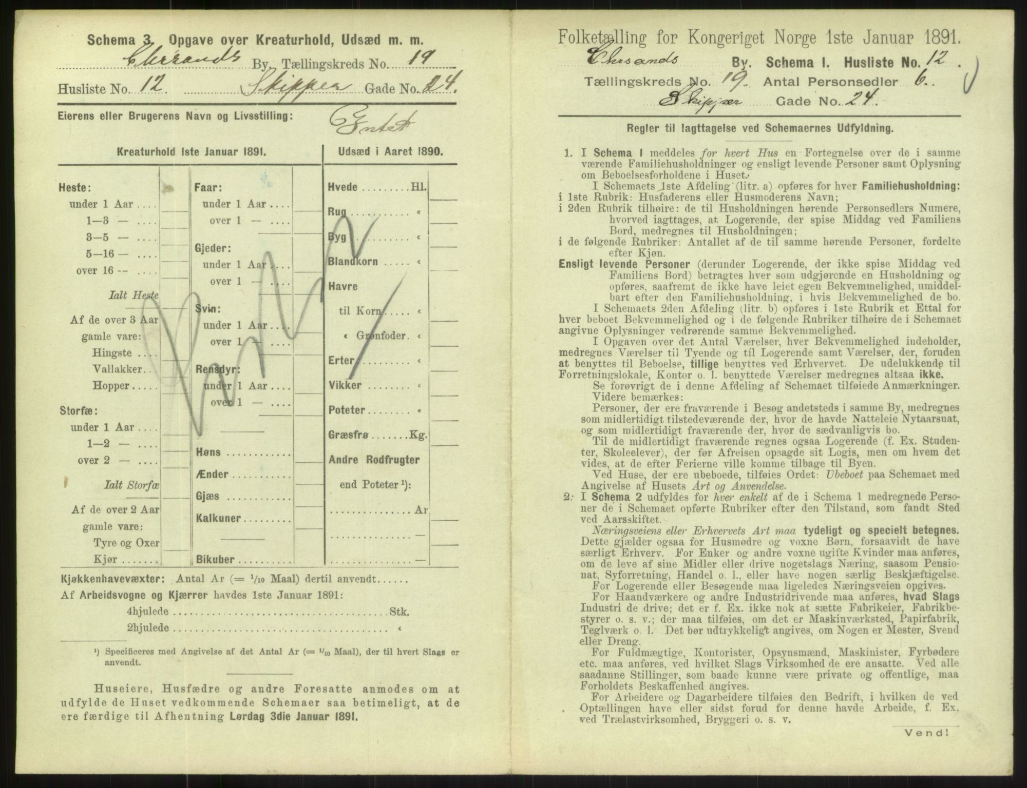 RA, 1891 census for 1001 Kristiansand, 1891, p. 1112