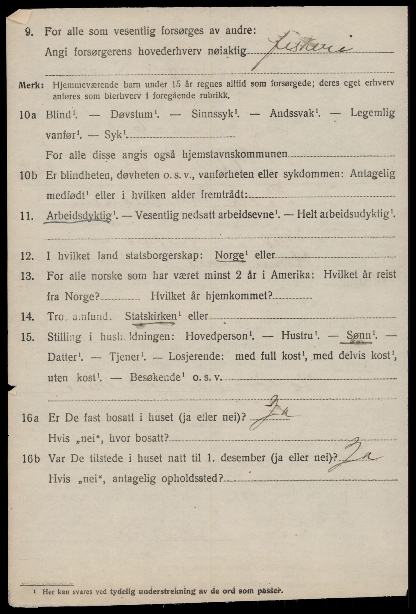 SAT, 1920 census for Hopen, 1920, p. 1269