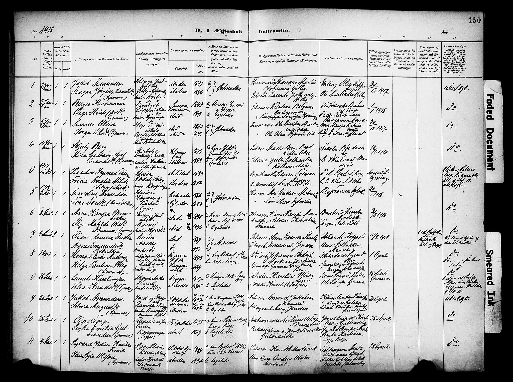 Vinger prestekontor, AV/SAH-PREST-024/H/Ha/Haa/L0016: Parish register (official) no. 16, 1898-1920, p. 150