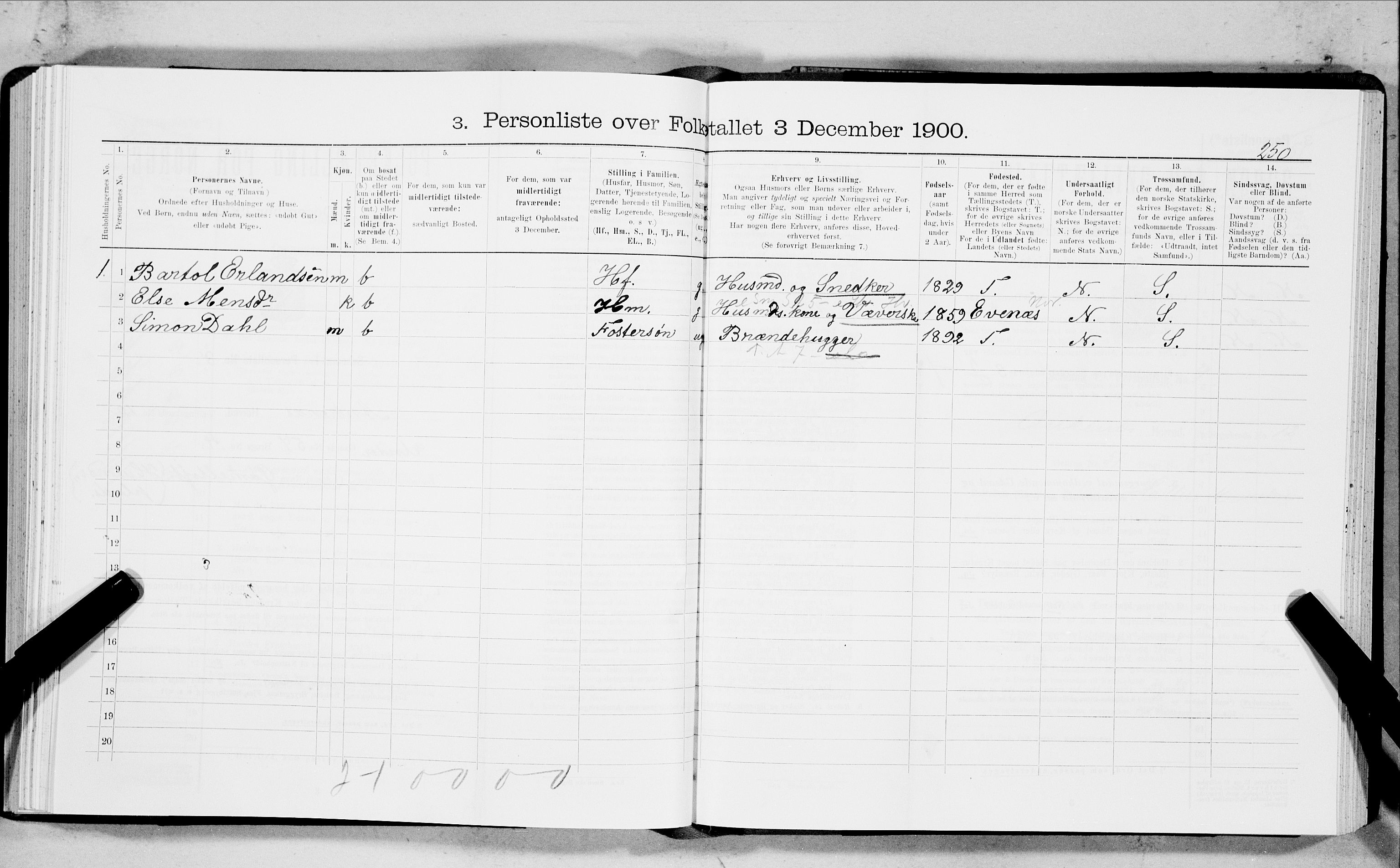 SAT, 1900 census for Ankenes, 1900, p. 1419