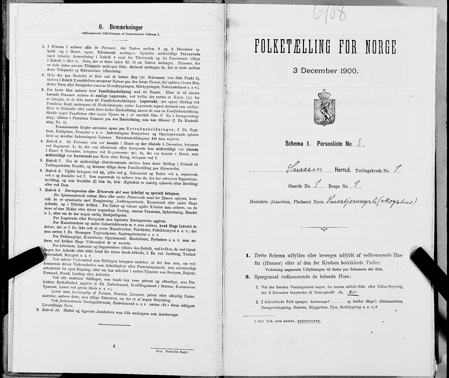 SAT, 1900 census for Snåsa, 1900, p. 26