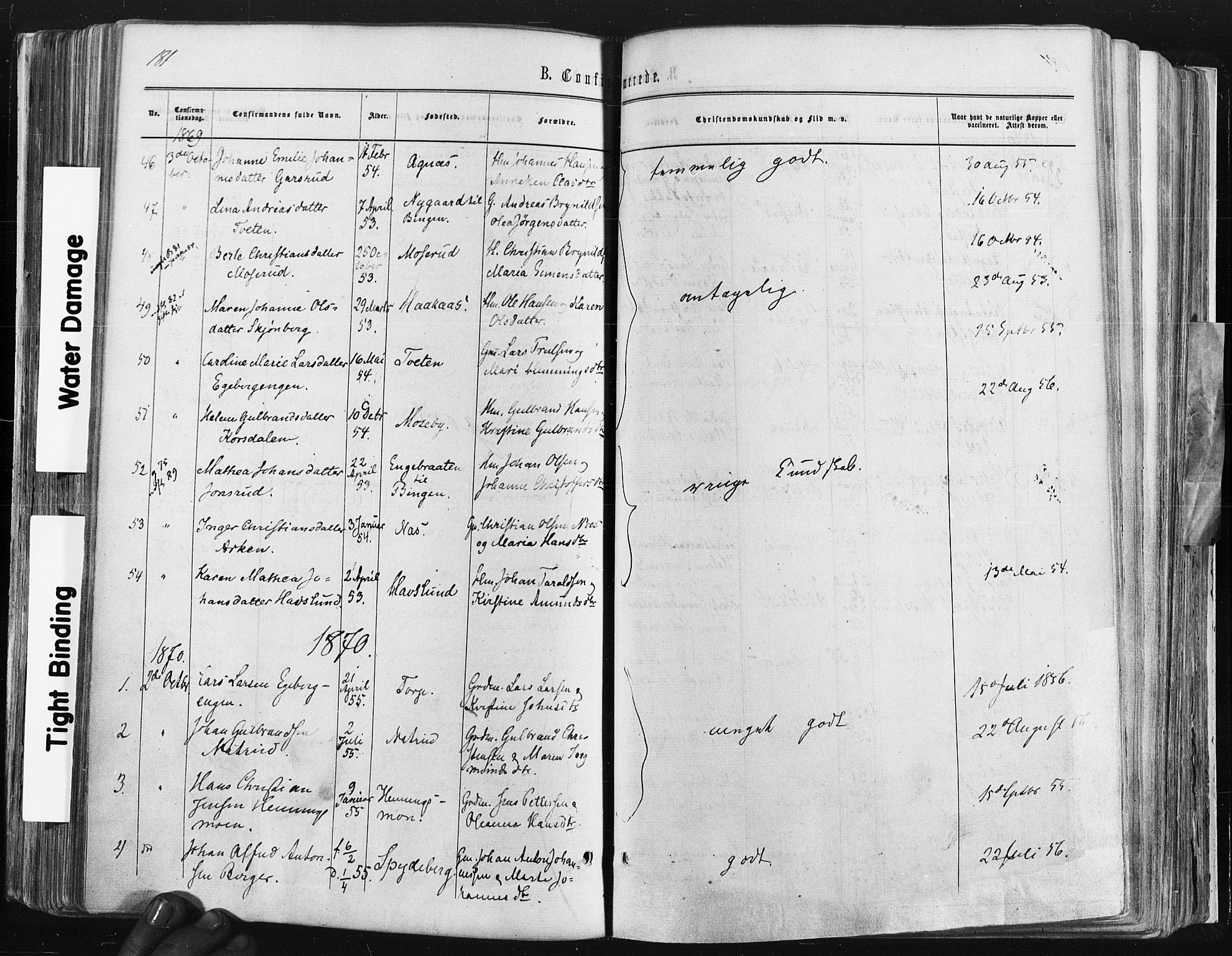 Trøgstad prestekontor Kirkebøker, SAO/A-10925/F/Fa/L0009: Parish register (official) no. I 9, 1865-1877, p. 181