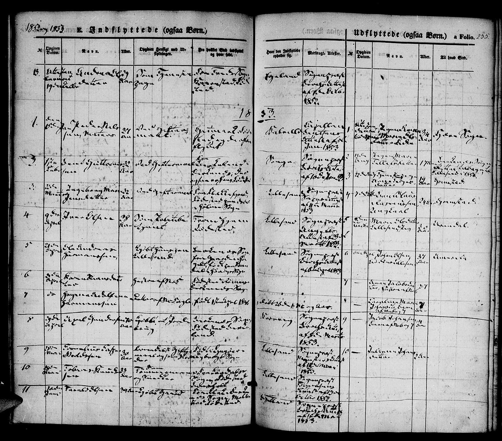 Vestre Moland sokneprestkontor, AV/SAK-1111-0046/F/Fa/Fab/L0006: Parish register (official) no. A 6, 1850-1858, p. 235