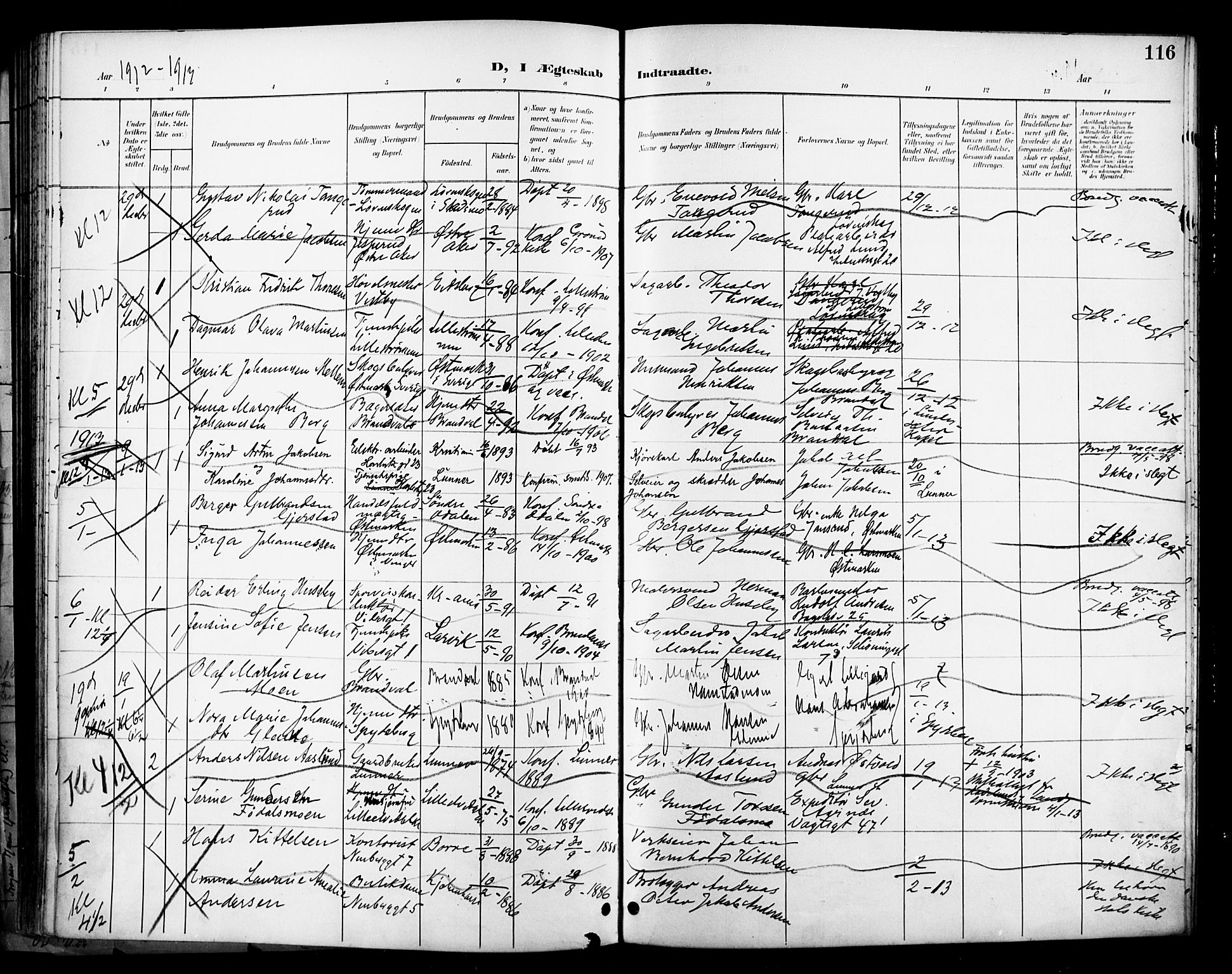 Uranienborg prestekontor Kirkebøker, SAO/A-10877/H/Ha/L0004: Banns register no. I 4, 1901-1915, p. 116