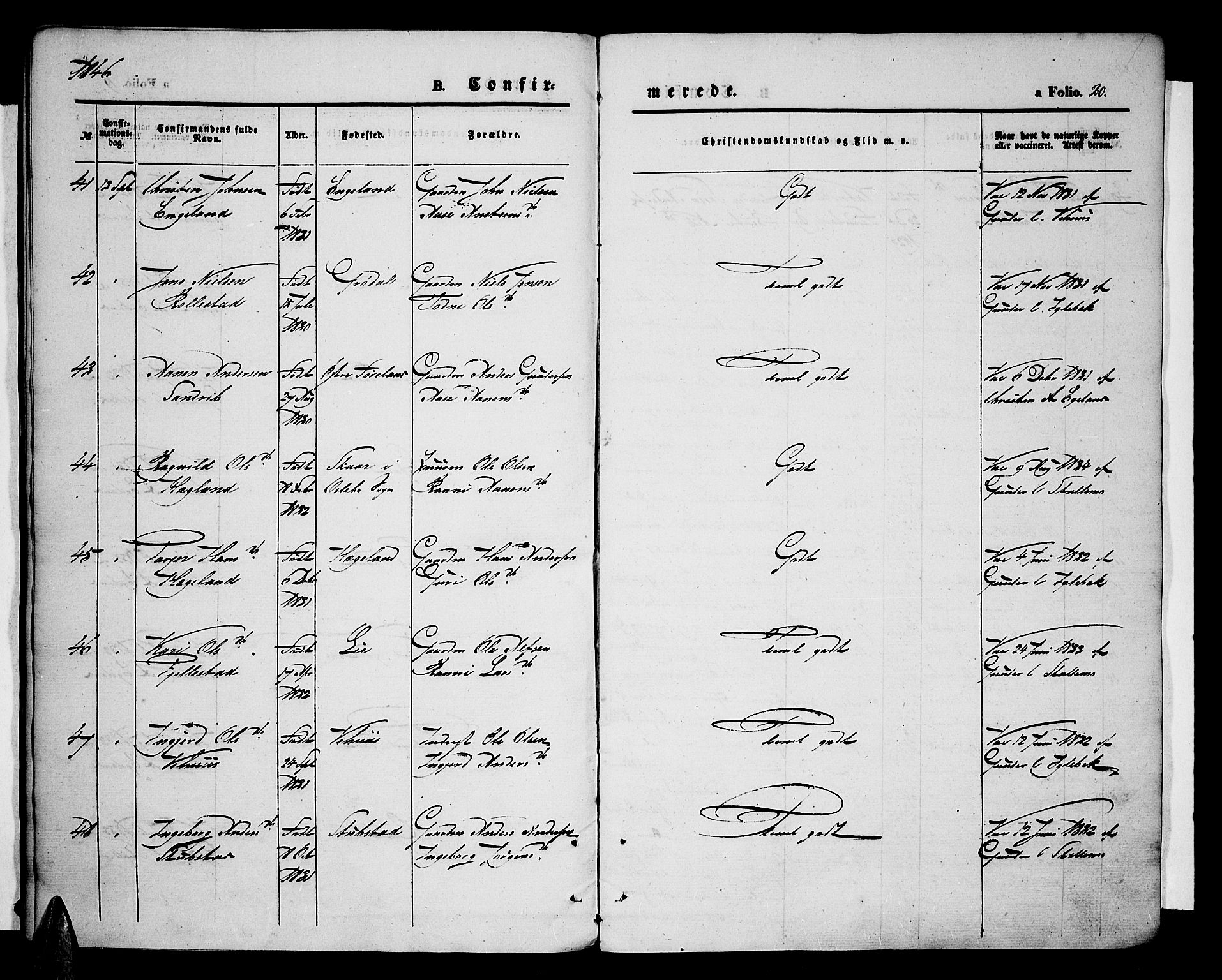 Vennesla sokneprestkontor, SAK/1111-0045/Fa/Fac/L0005: Parish register (official) no. A 5, 1844-1855, p. 20