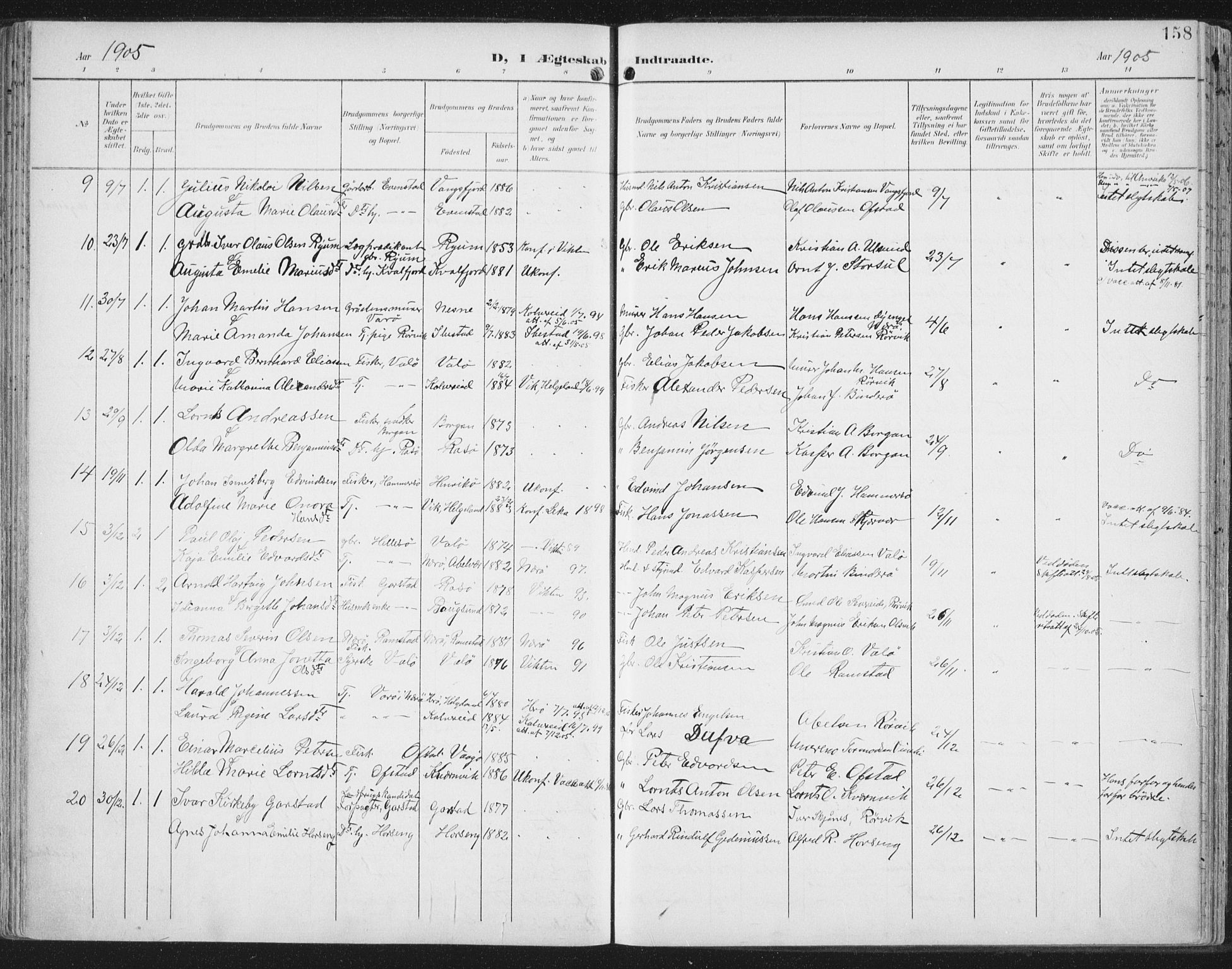 Ministerialprotokoller, klokkerbøker og fødselsregistre - Nord-Trøndelag, AV/SAT-A-1458/786/L0688: Parish register (official) no. 786A04, 1899-1912, p. 158