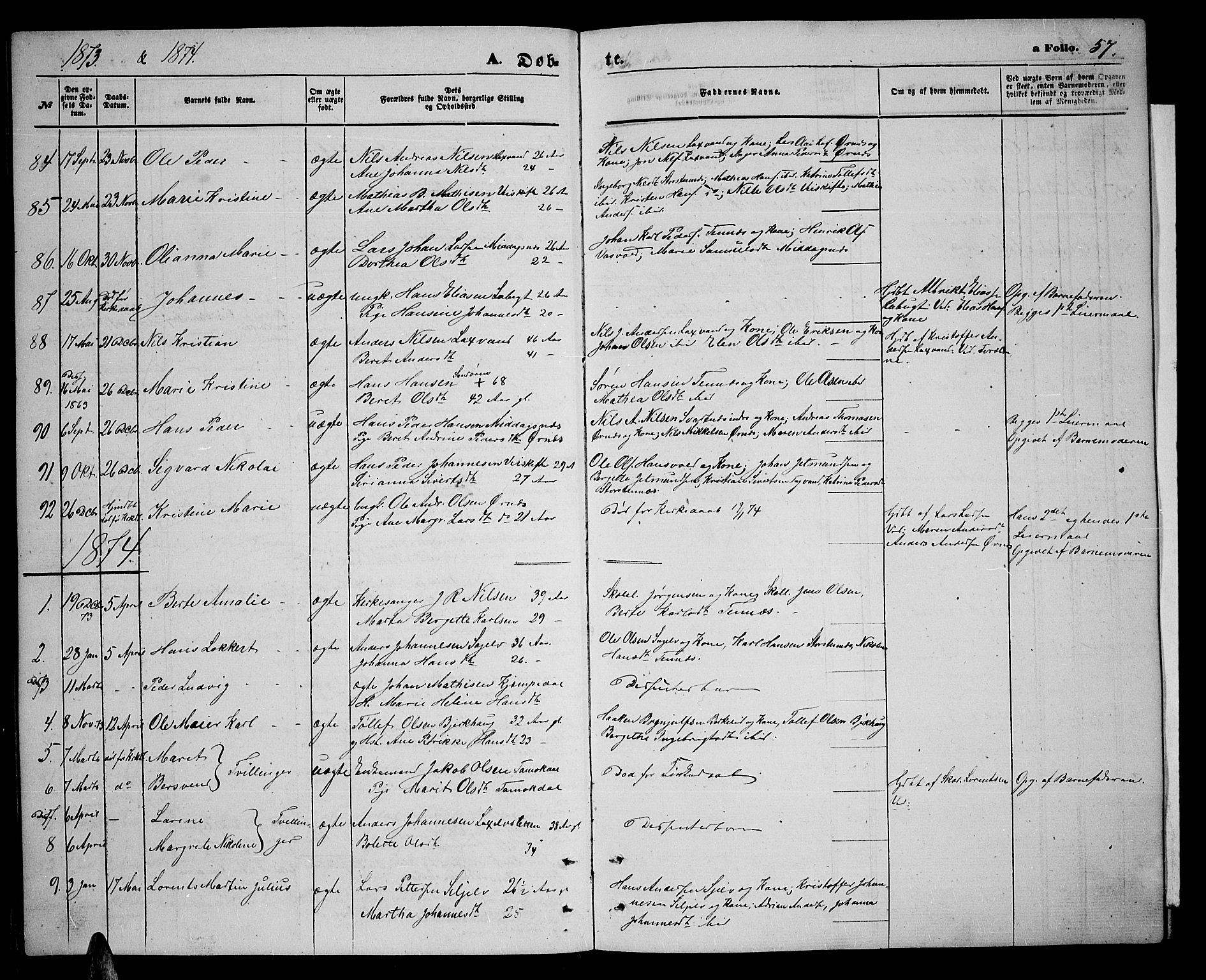 Balsfjord sokneprestembete, SATØ/S-1303/G/Ga/L0006klokker: Parish register (copy) no. 6, 1863-1878, p. 57