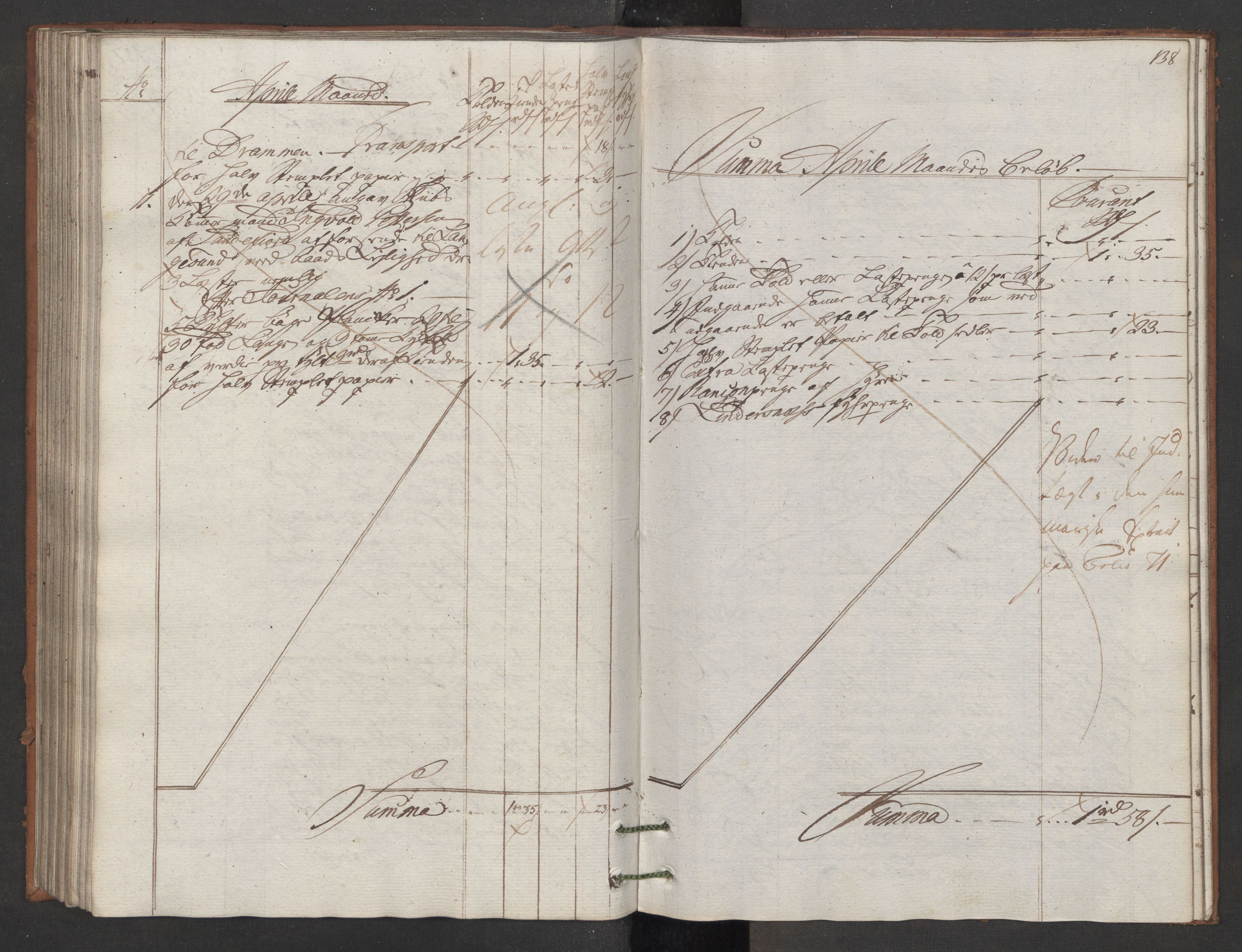Generaltollkammeret, tollregnskaper, AV/RA-EA-5490/R11/L0087/0001: Tollregnskaper Larvik og Sandefjord / Utgående hovedtollbok, 1786, p. 137b-138a