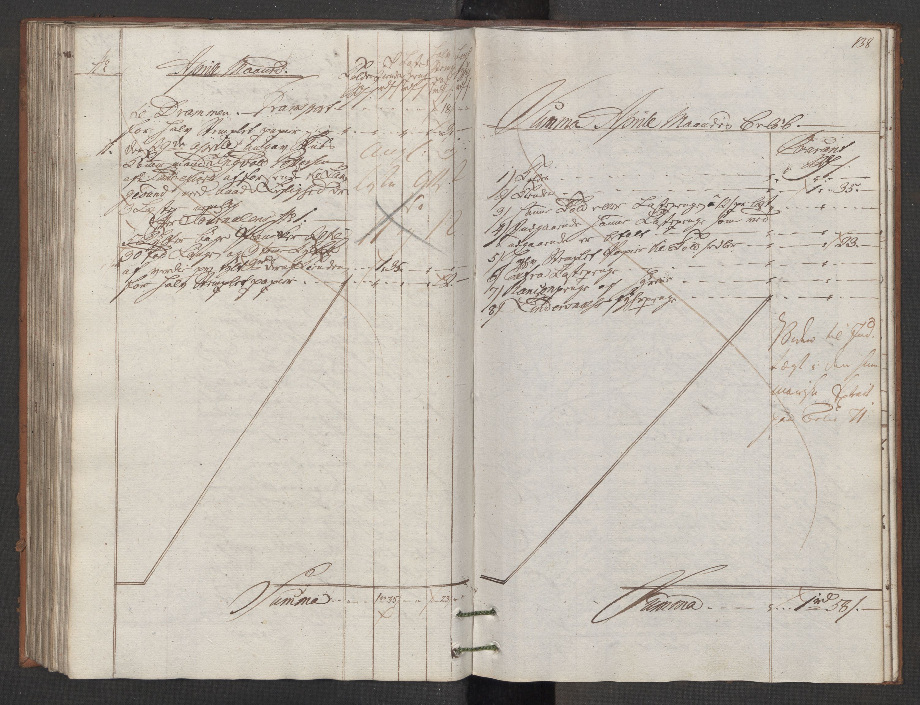 Generaltollkammeret, tollregnskaper, RA/EA-5490/R11/L0087/0001: Tollregnskaper Larvik og Sandefjord / Utgående hovedtollbok, 1786, p. 137b-138a