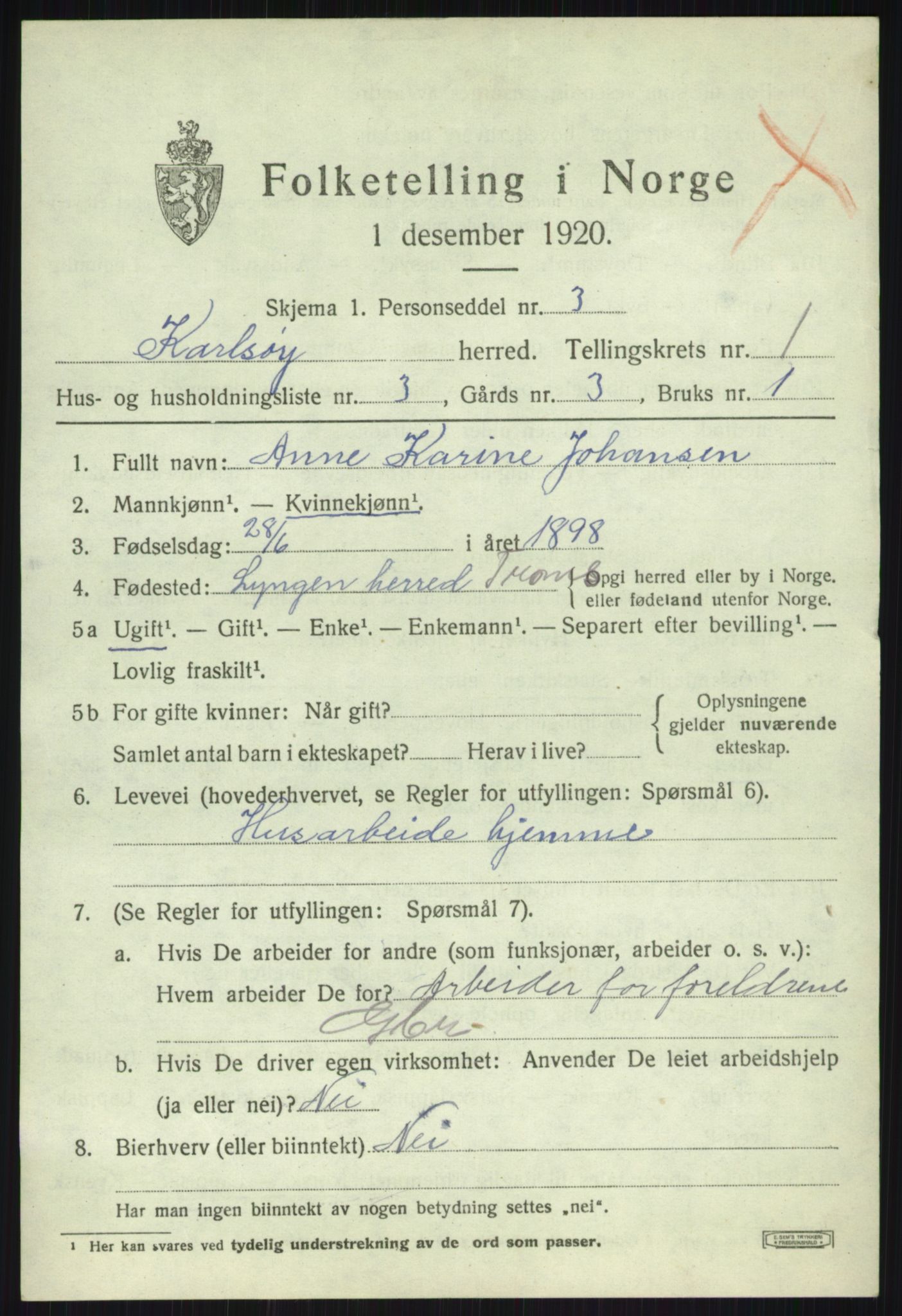SATØ, 1920 census for Karlsøy, 1920, p. 770