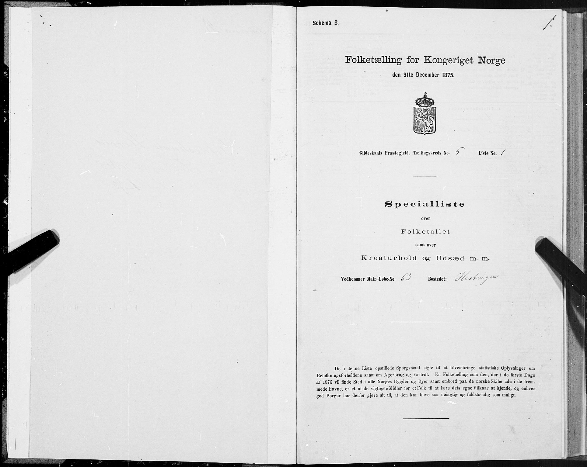 SAT, 1875 census for 1838P Gildeskål, 1875, p. 3001