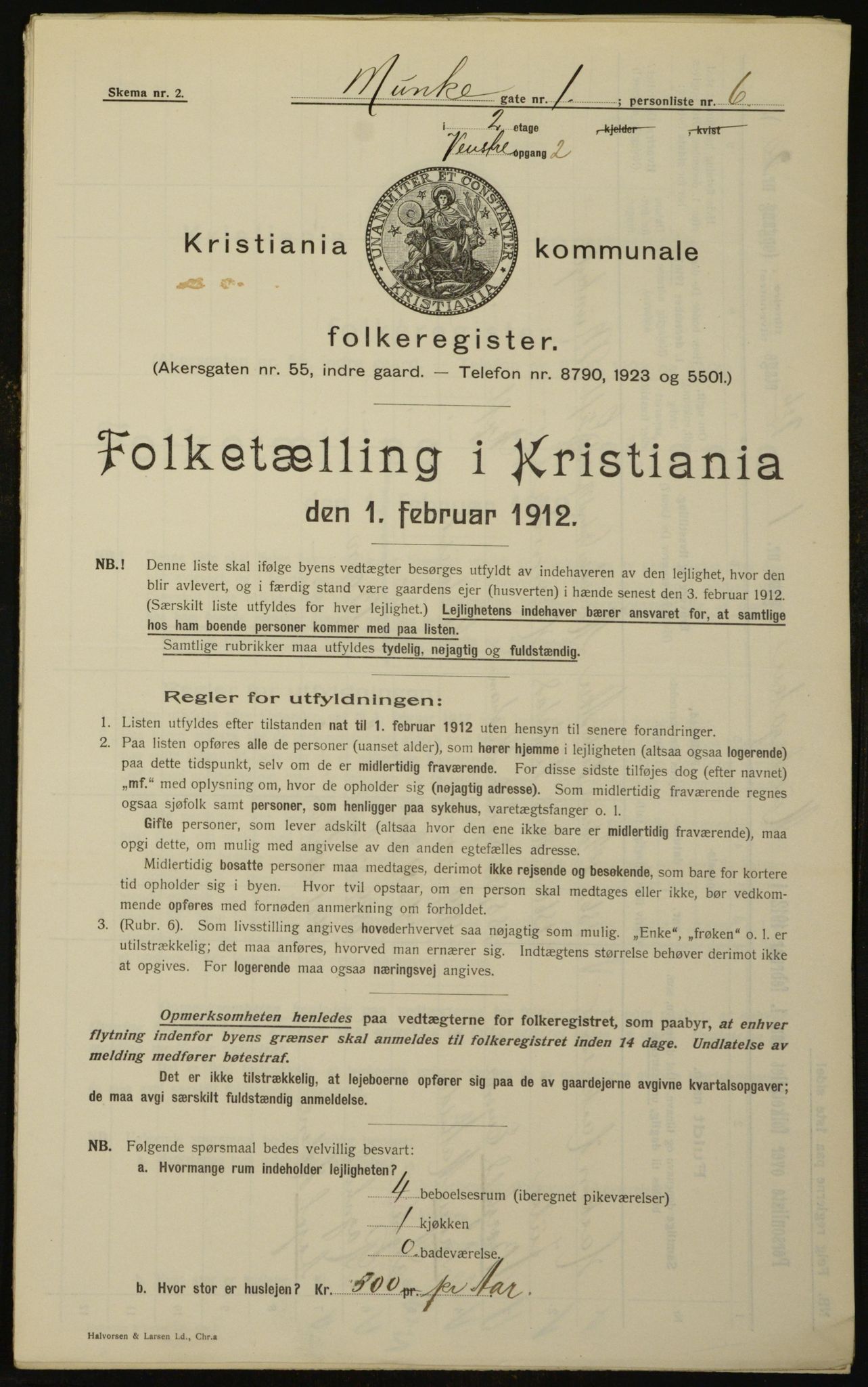 OBA, Municipal Census 1912 for Kristiania, 1912, p. 68458