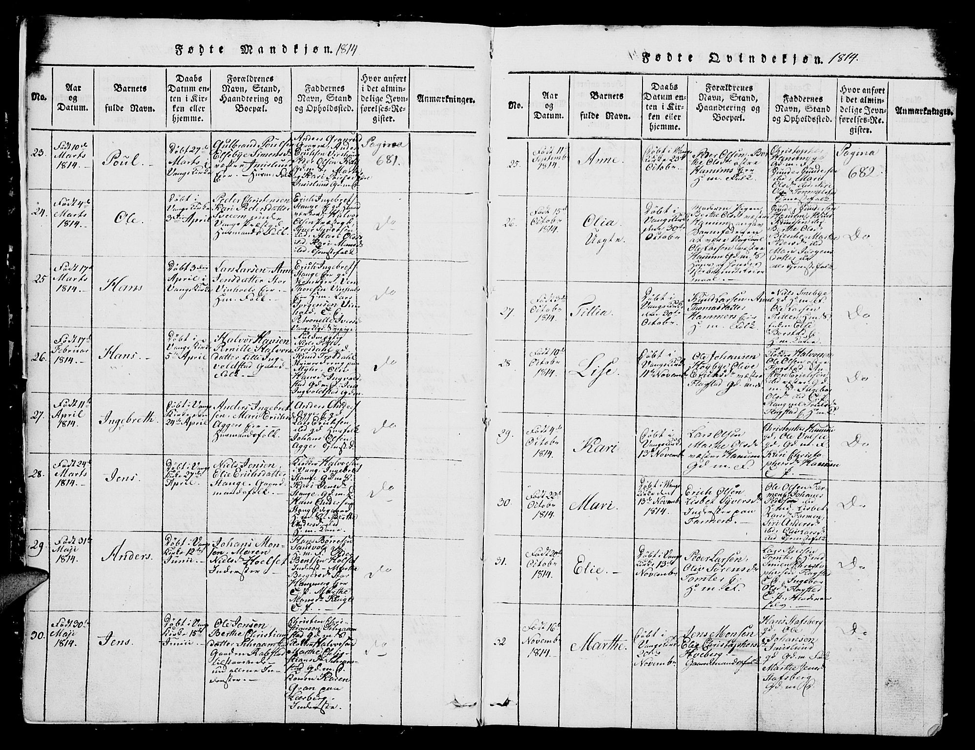 Vang prestekontor, Hedmark, SAH/PREST-008/H/Ha/Hab/L0004: Parish register (copy) no. 4, 1813-1827, p. 7-8