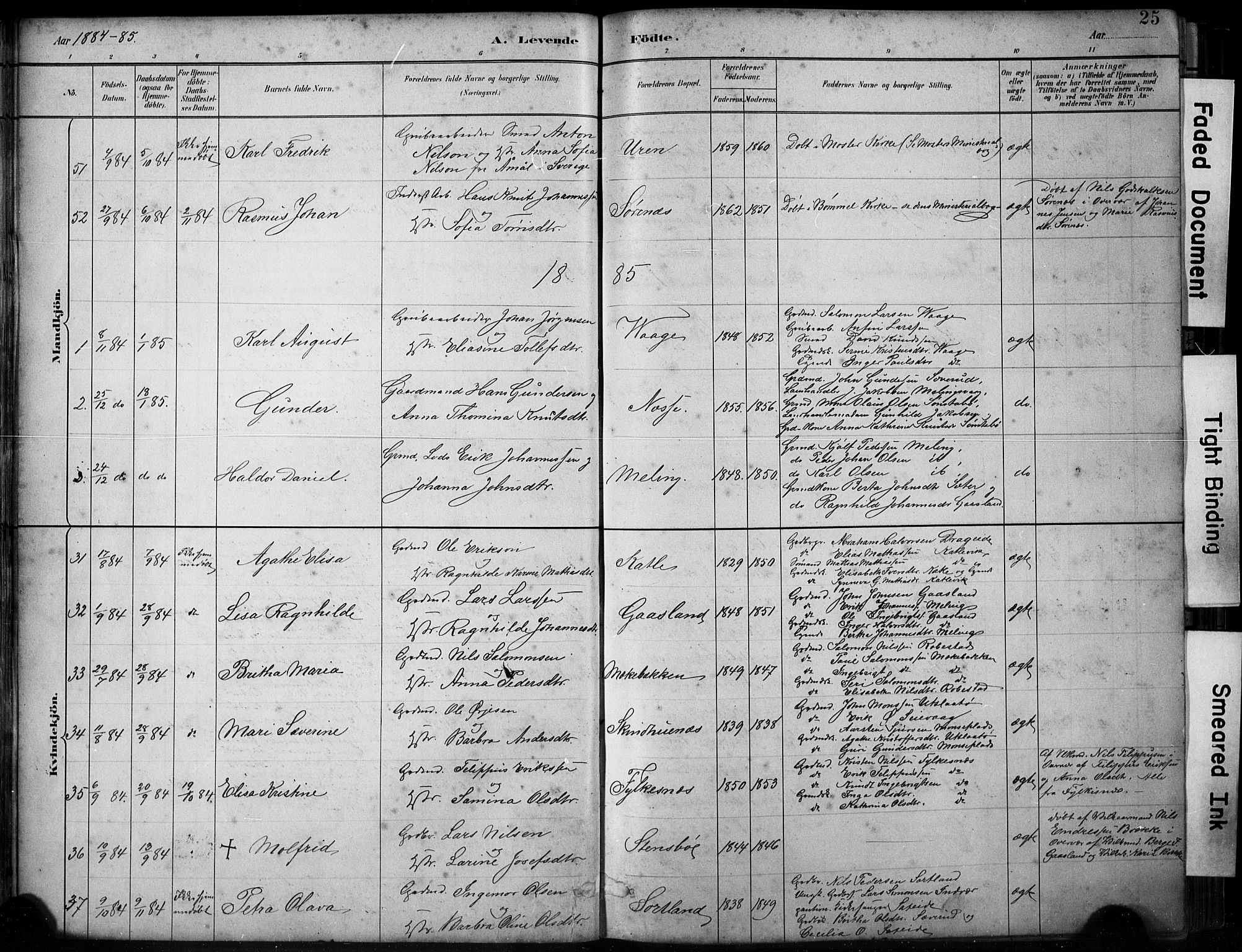 Finnås sokneprestembete, SAB/A-99925/H/Ha/Hab/Habb/L0003: Parish register (copy) no. B 3, 1882-1897, p. 25