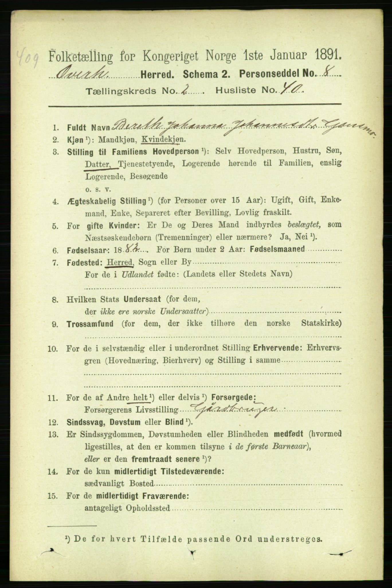 RA, 1891 census for 1744 Overhalla, 1891, p. 689