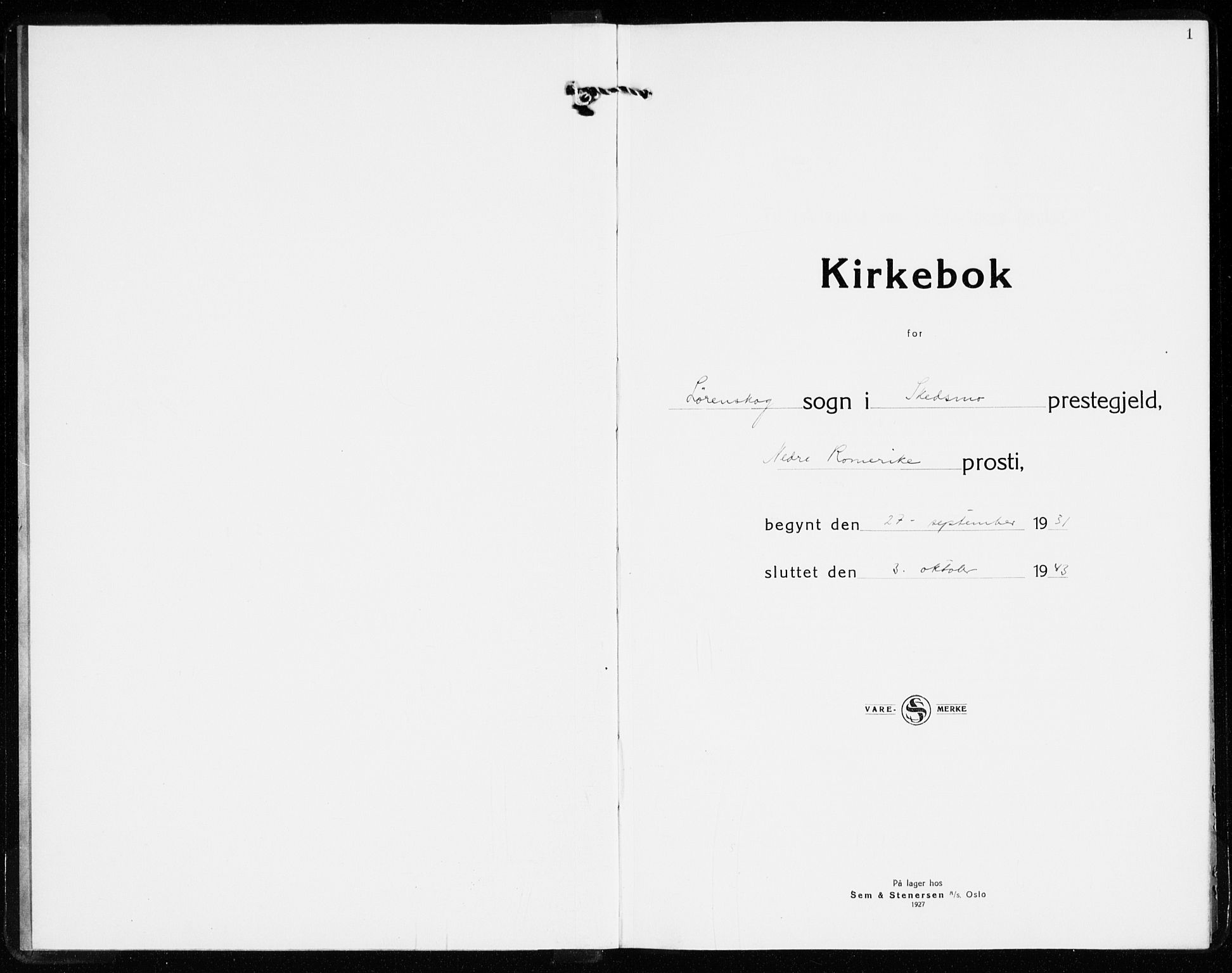 Skedsmo prestekontor Kirkebøker, SAO/A-10033a/F/Fb/L0004: Parish register (official) no. II 4, 1931-1943, p. 1