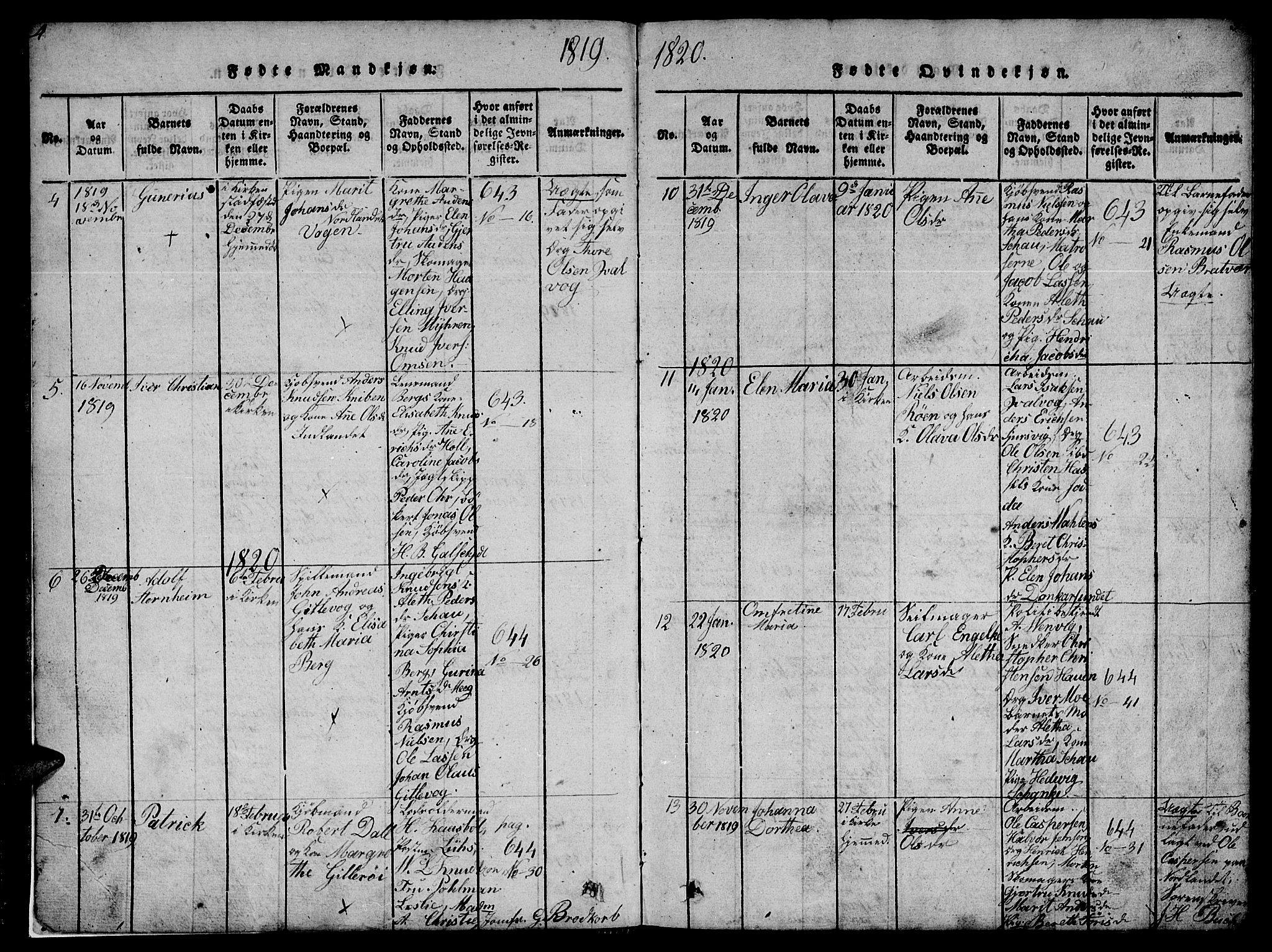 Ministerialprotokoller, klokkerbøker og fødselsregistre - Møre og Romsdal, AV/SAT-A-1454/572/L0856: Parish register (copy) no. 572C01, 1819-1832, p. 4-5