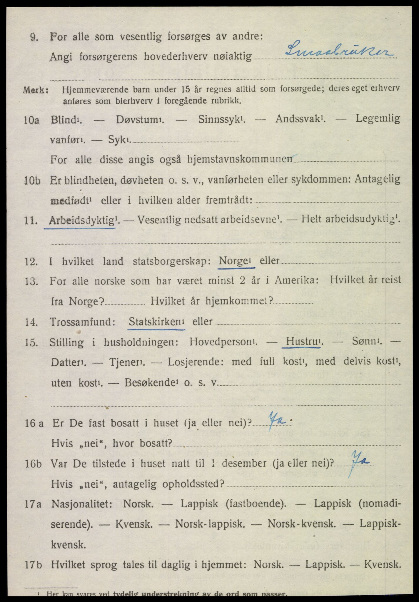 SAT, 1920 census for Kvam, 1920, p. 2014
