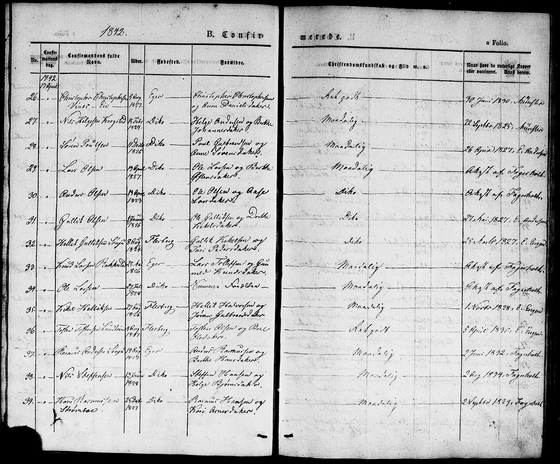 Eiker kirkebøker, AV/SAKO-A-4/F/Fa/L0013b: Parish register (official) no. I 13B, 1840-1845