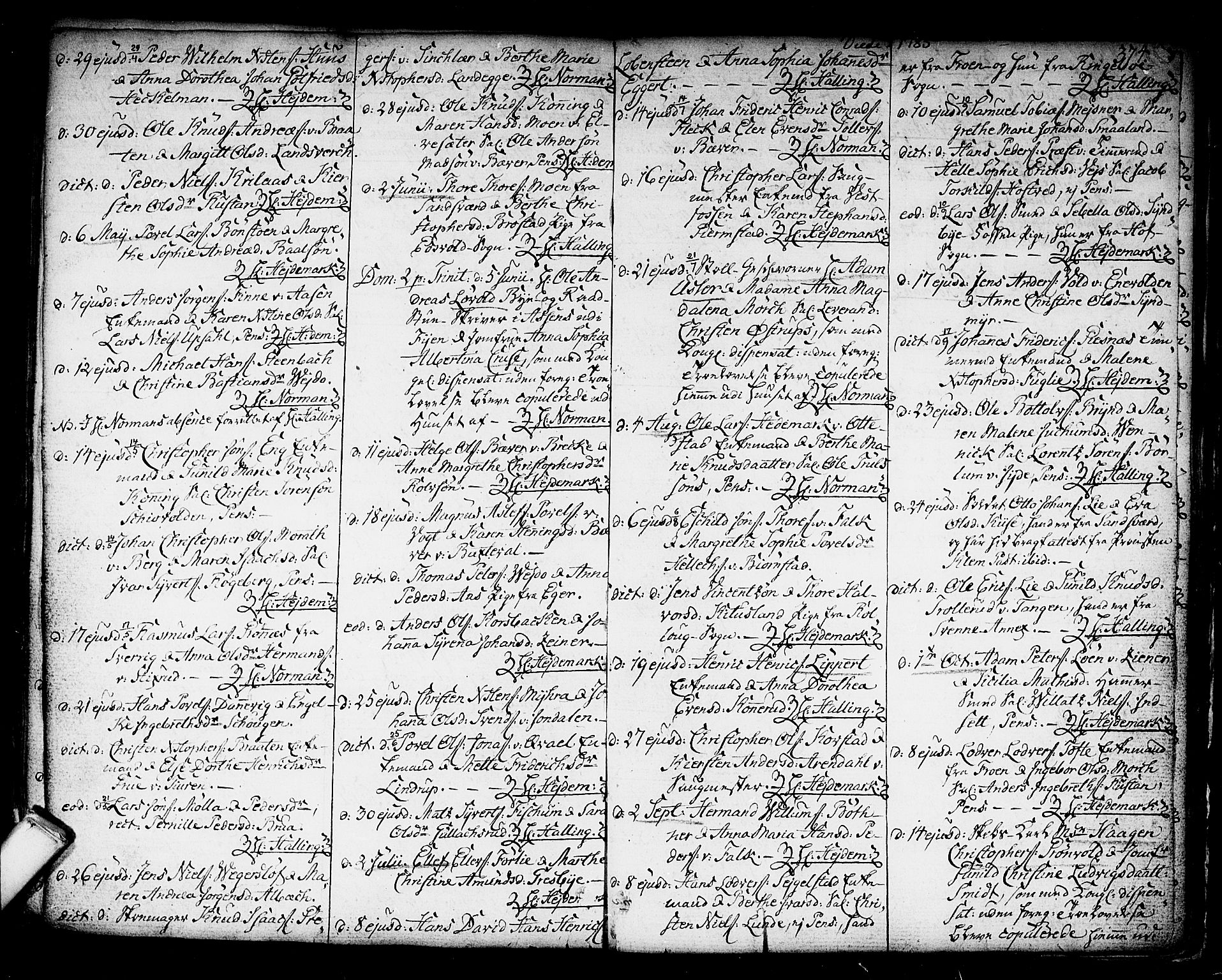 Kongsberg kirkebøker, AV/SAKO-A-22/F/Fa/L0006: Parish register (official) no. I 6, 1783-1797, p. 374