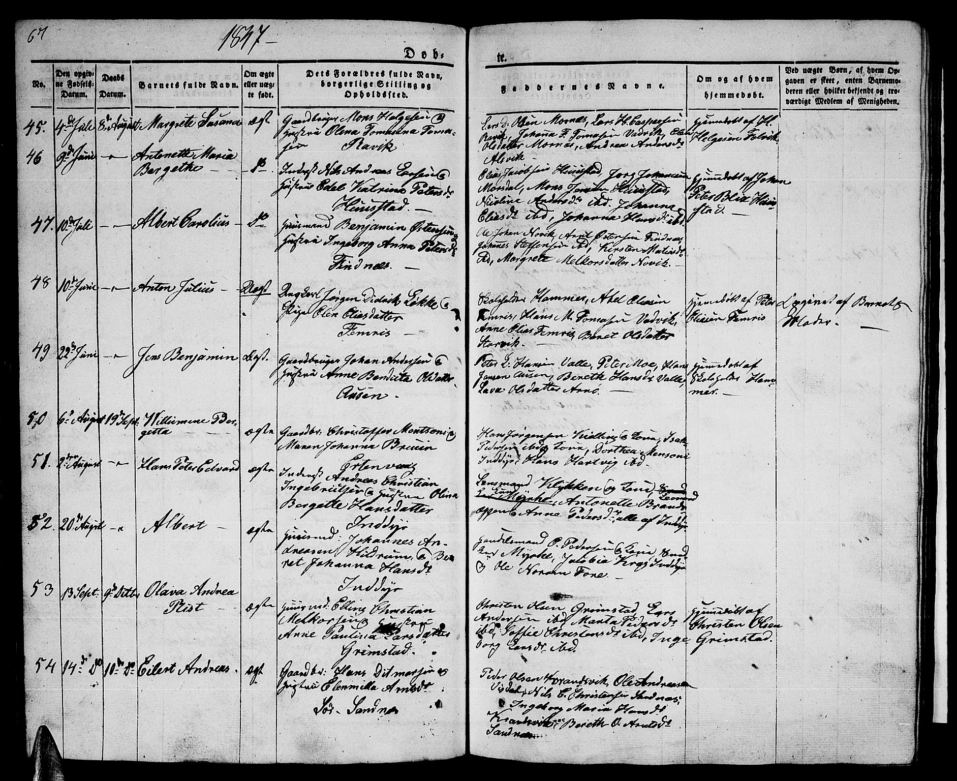 Ministerialprotokoller, klokkerbøker og fødselsregistre - Nordland, AV/SAT-A-1459/805/L0106: Parish register (copy) no. 805C02, 1841-1861, p. 67