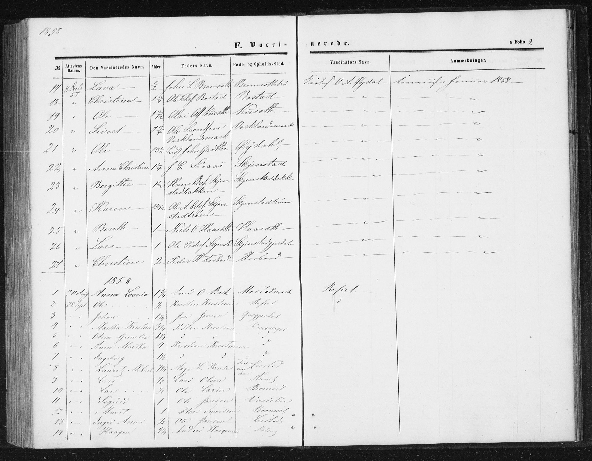 Ministerialprotokoller, klokkerbøker og fødselsregistre - Sør-Trøndelag, AV/SAT-A-1456/616/L0408: Parish register (official) no. 616A05, 1857-1865, p. 2