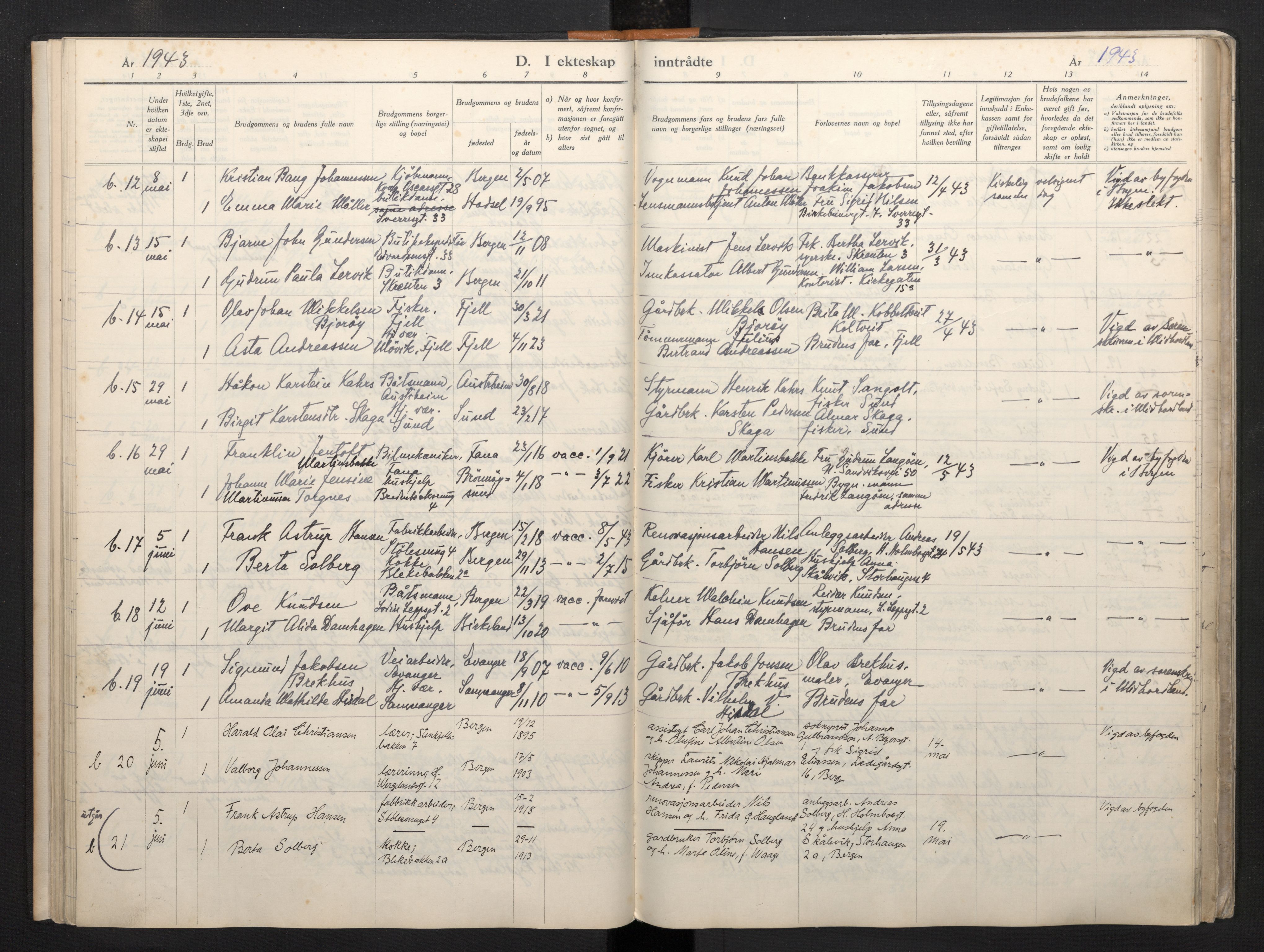 Korskirken sokneprestembete, AV/SAB-A-76101/H/Haa: Parish register (official) no. A 15, 1942-1945