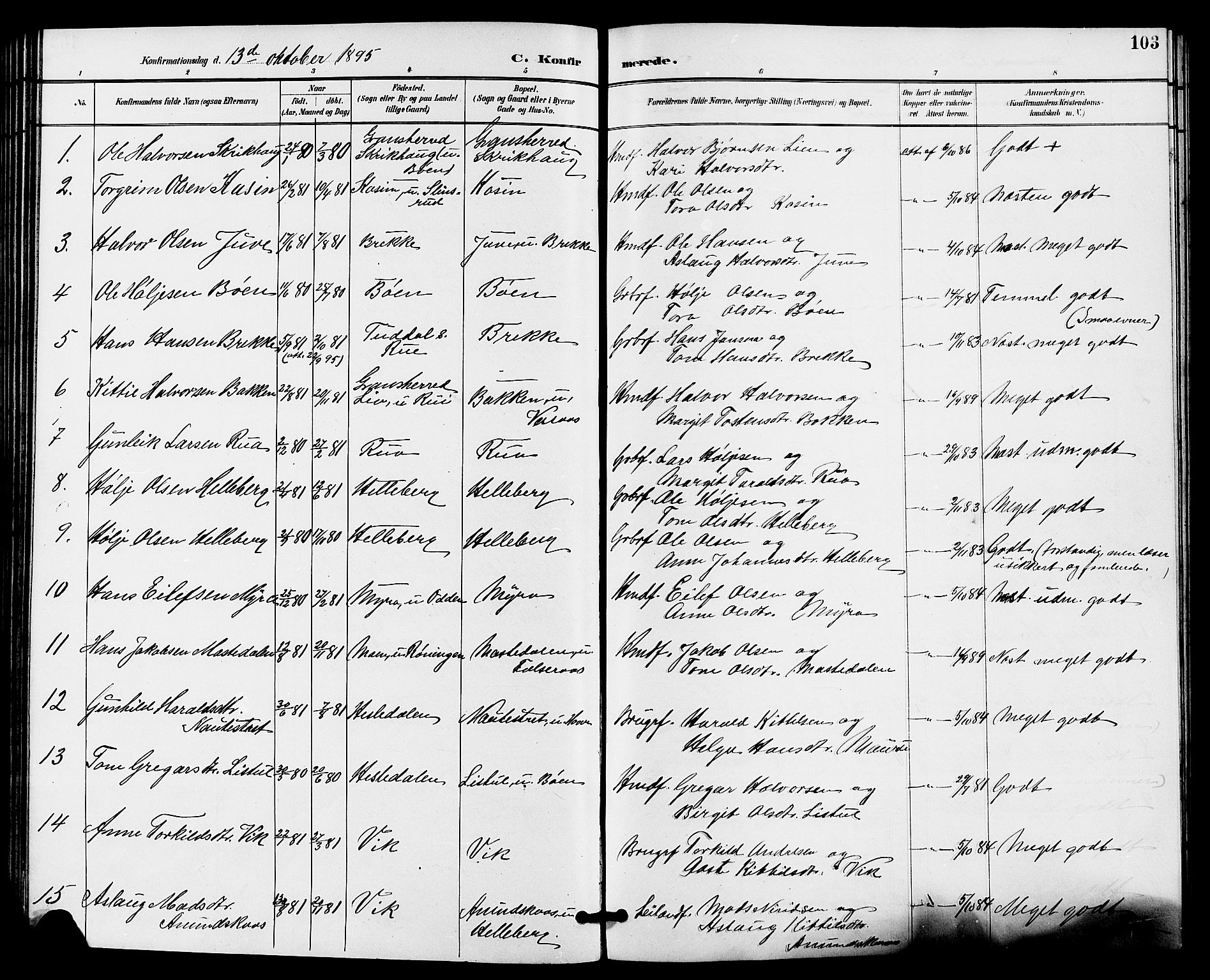 Gransherad kirkebøker, SAKO/A-267/G/Ga/L0003: Parish register (copy) no. I 3, 1887-1915, p. 103