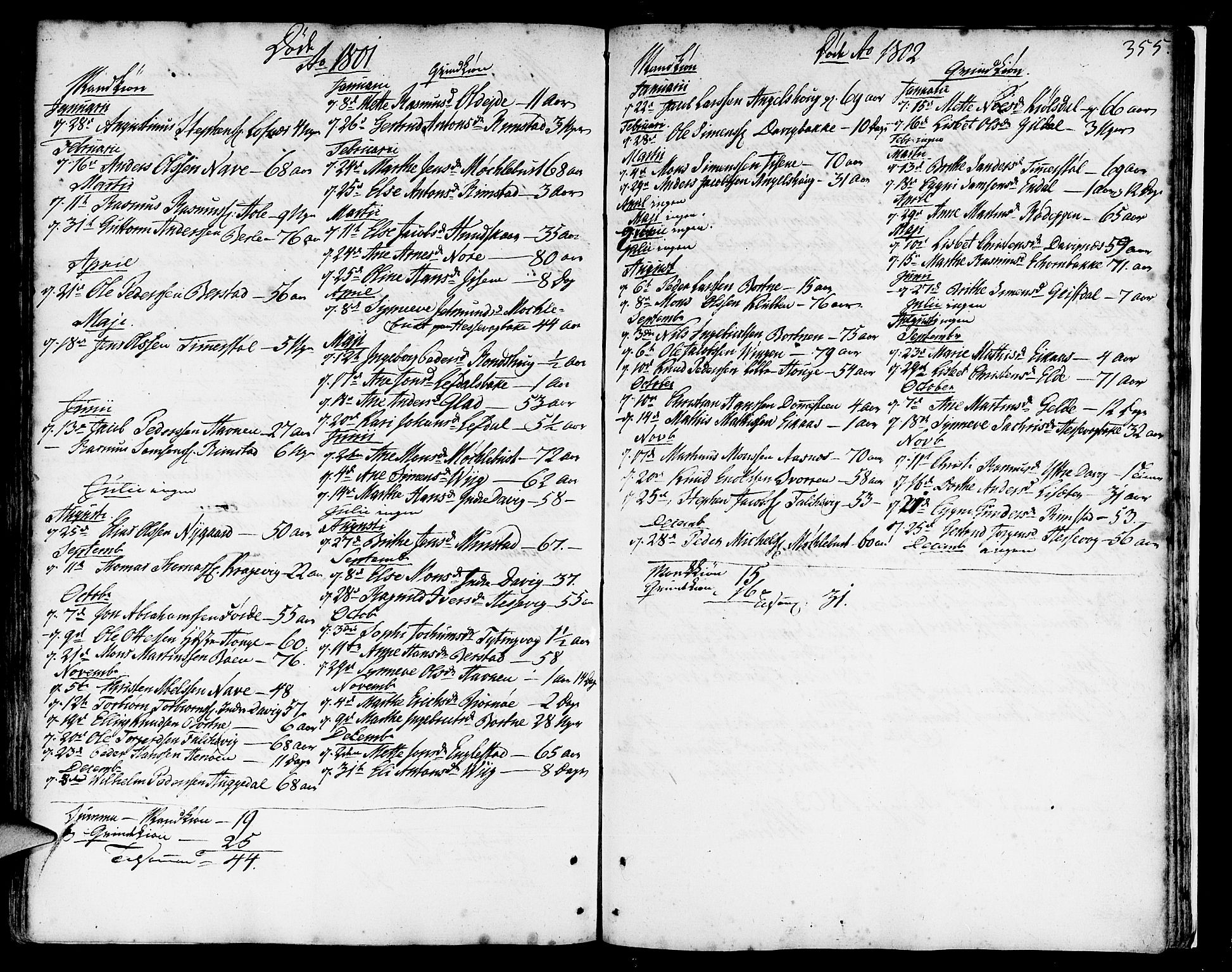 Davik sokneprestembete, SAB/A-79701/H/Haa/Haaa/L0002: Parish register (official) no. A 2, 1742-1816, p. 355
